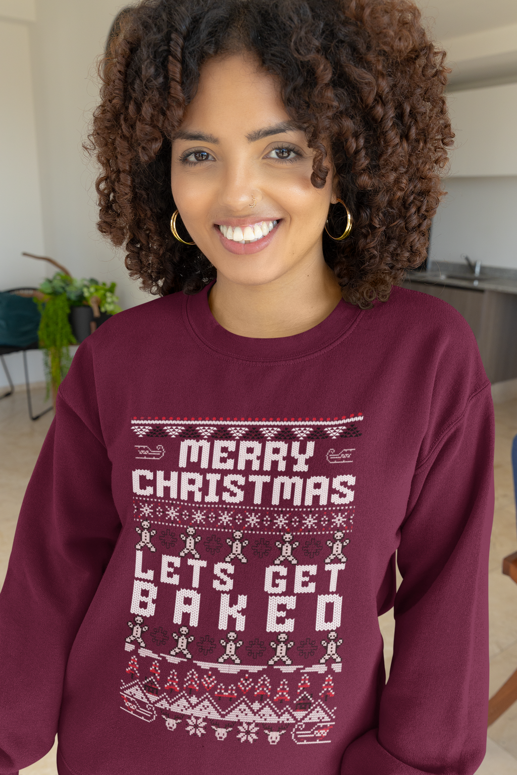 Christmas Gingerbread Crewneck Sweatshirt — "Merry Christmas" Holiday Sweater
