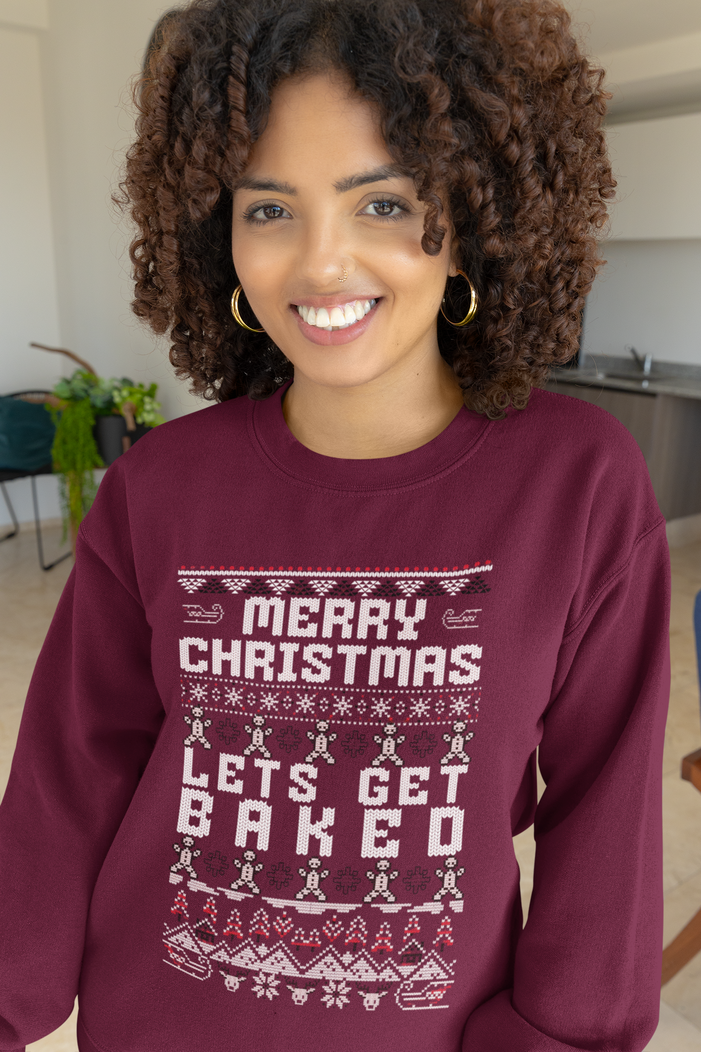 Christmas Gingerbread Crewneck Sweatshirt — "Merry Christmas" Holiday Sweater