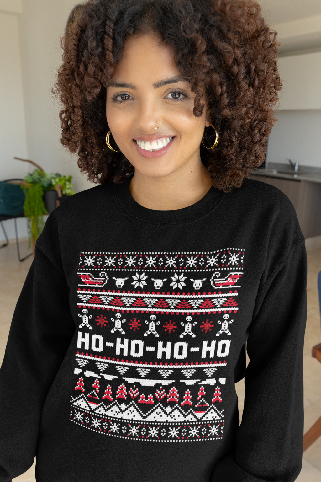 Christmas Ho-Ho-Ho Crewneck Sweatshirt — Festive Ugly Sweater Style