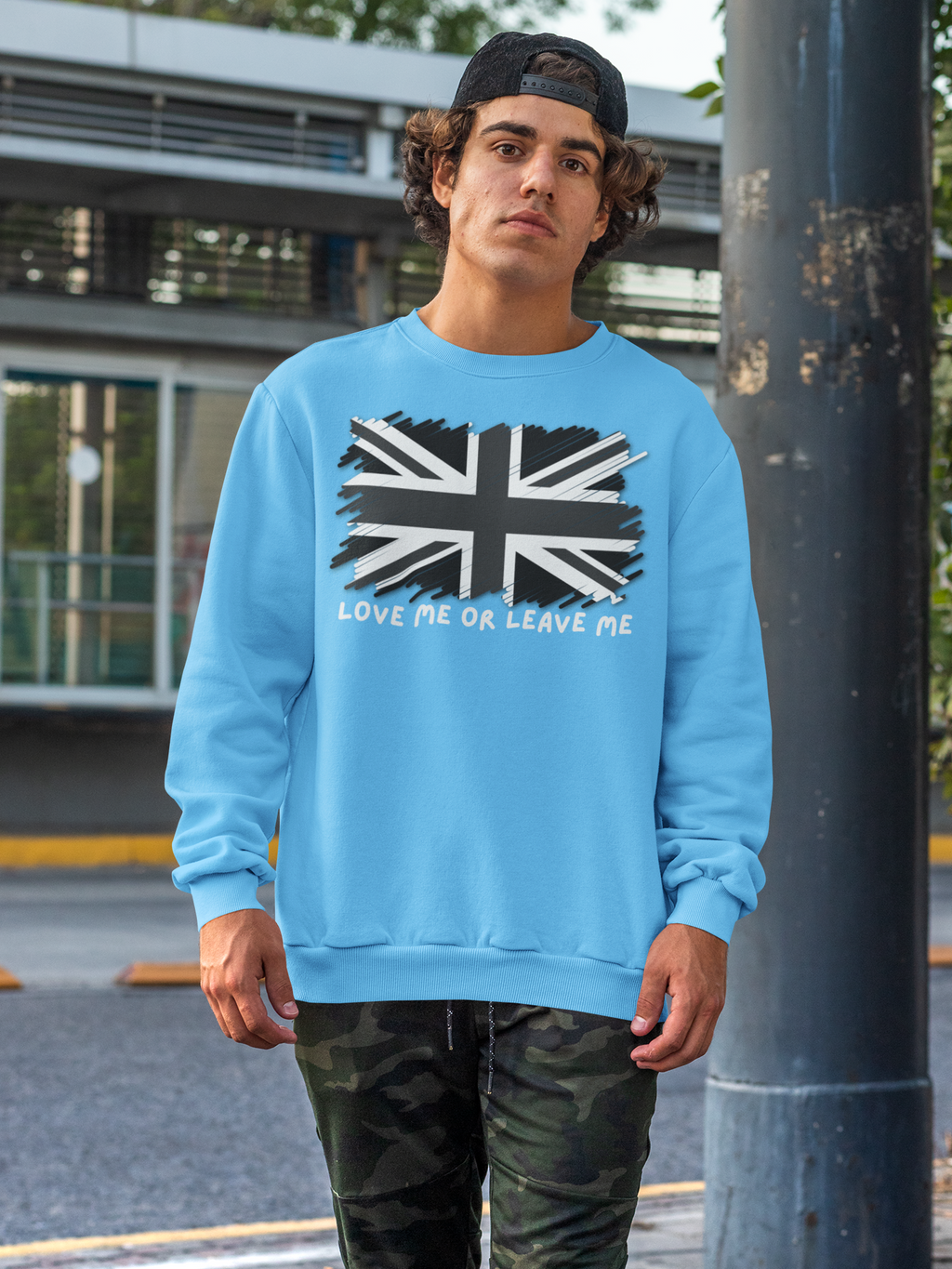 Union Jack Love Sweatshirt, Cozy Sweater, Gift for Him/Her, Casual Outfit, British Flag Apparel, Perfect for Travel