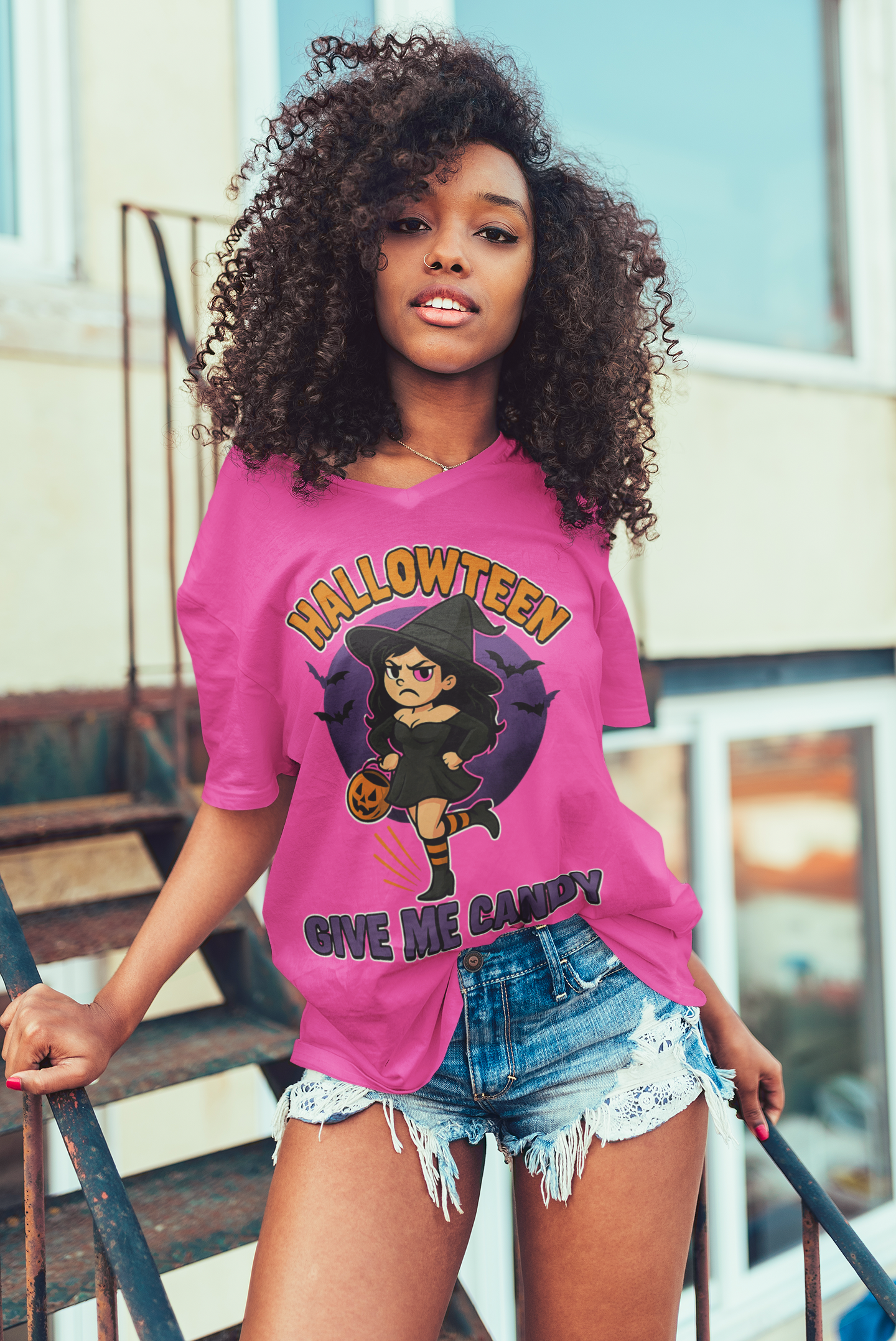 Halloween Witch Give Me Candy T-Shirt, Unisex Softstyle Tee for Halloween Parties, Costume, Gift, Spooky Season