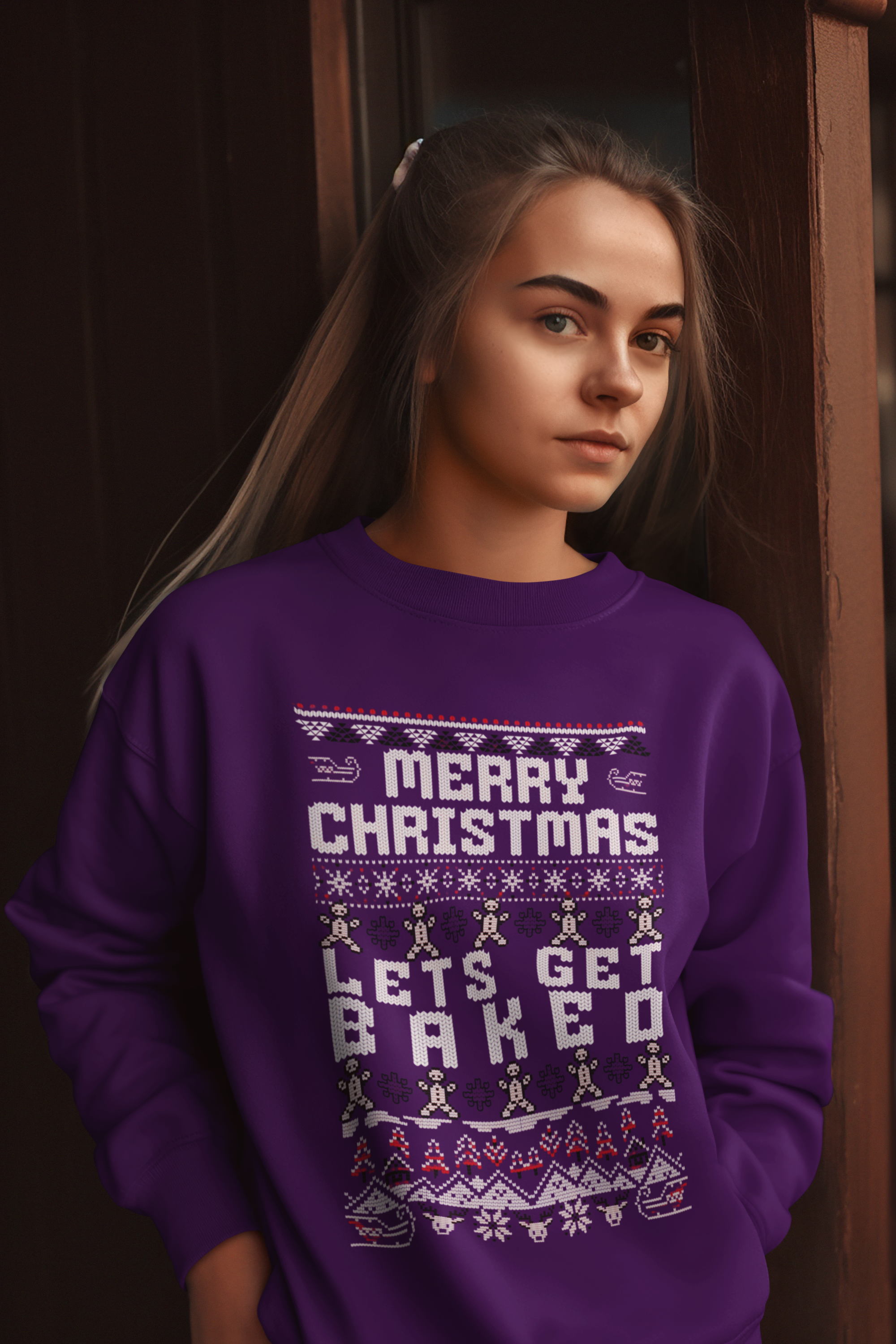 Christmas Gingerbread Crewneck Sweatshirt — "Merry Christmas" Holiday Sweater