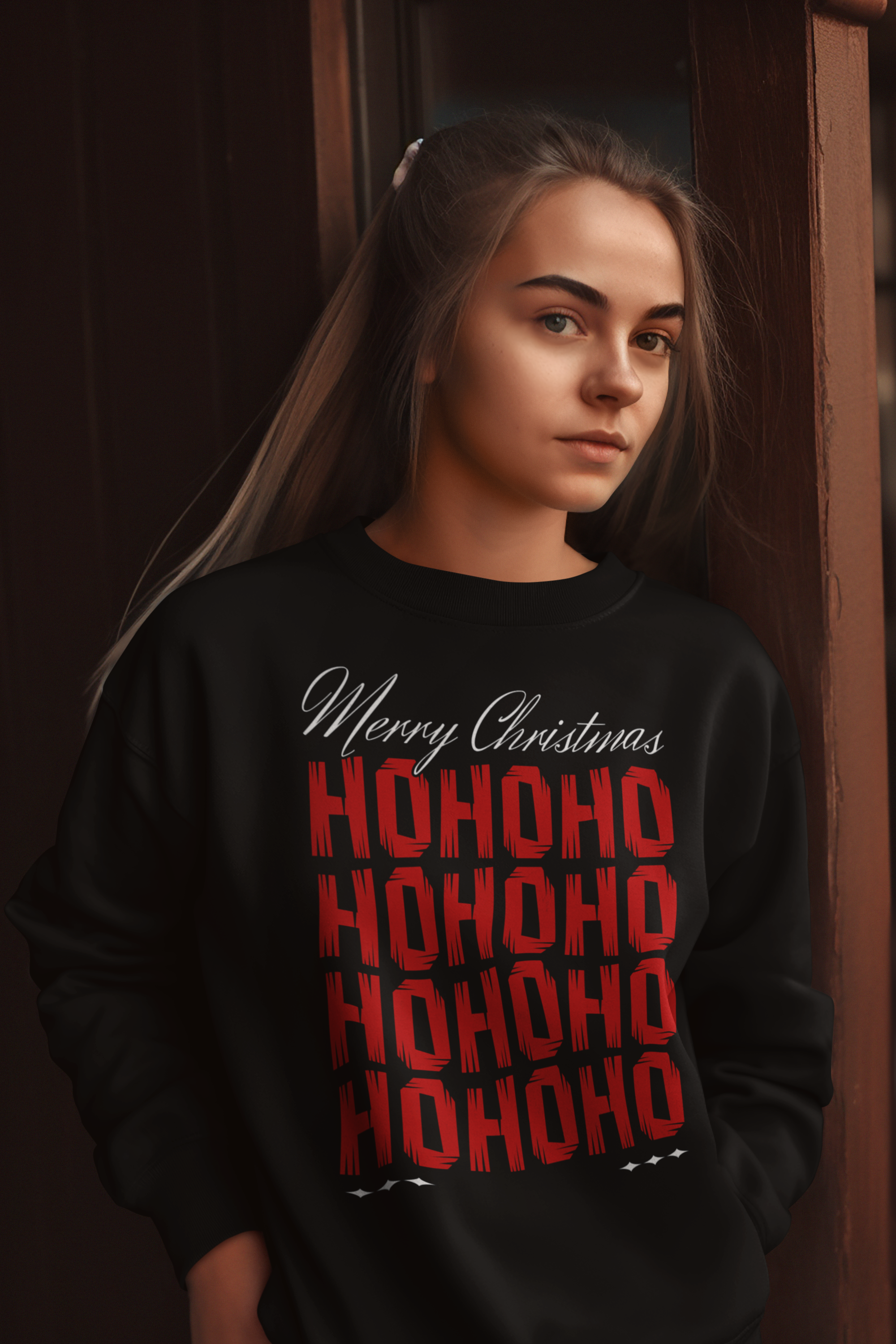 Christmas 'HO HO HO' Crewneck Sweatshirt – Merry Christmas Plaid Holiday Sweater