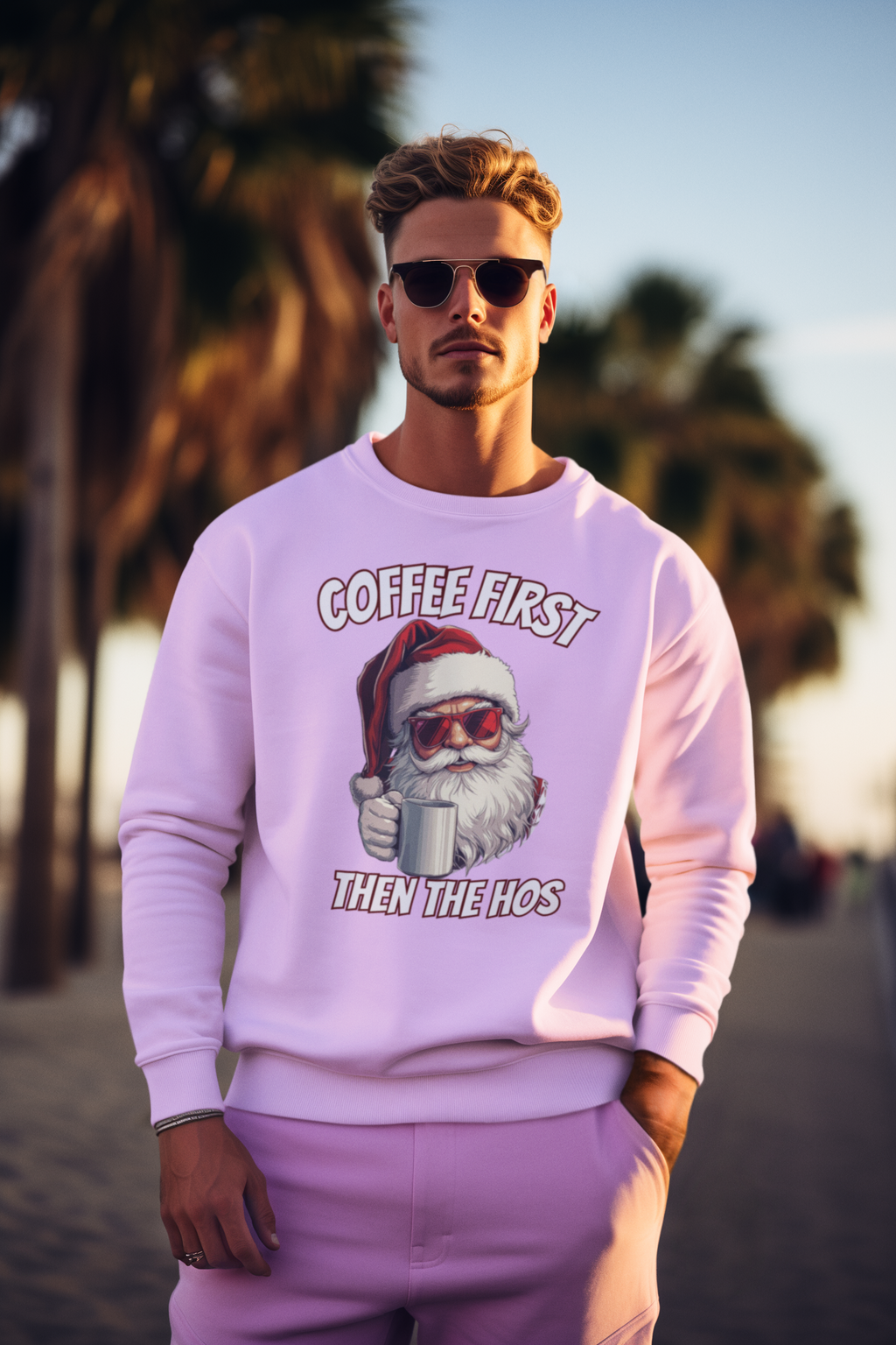 Santa Coffee First Crewneck Sweatshirt