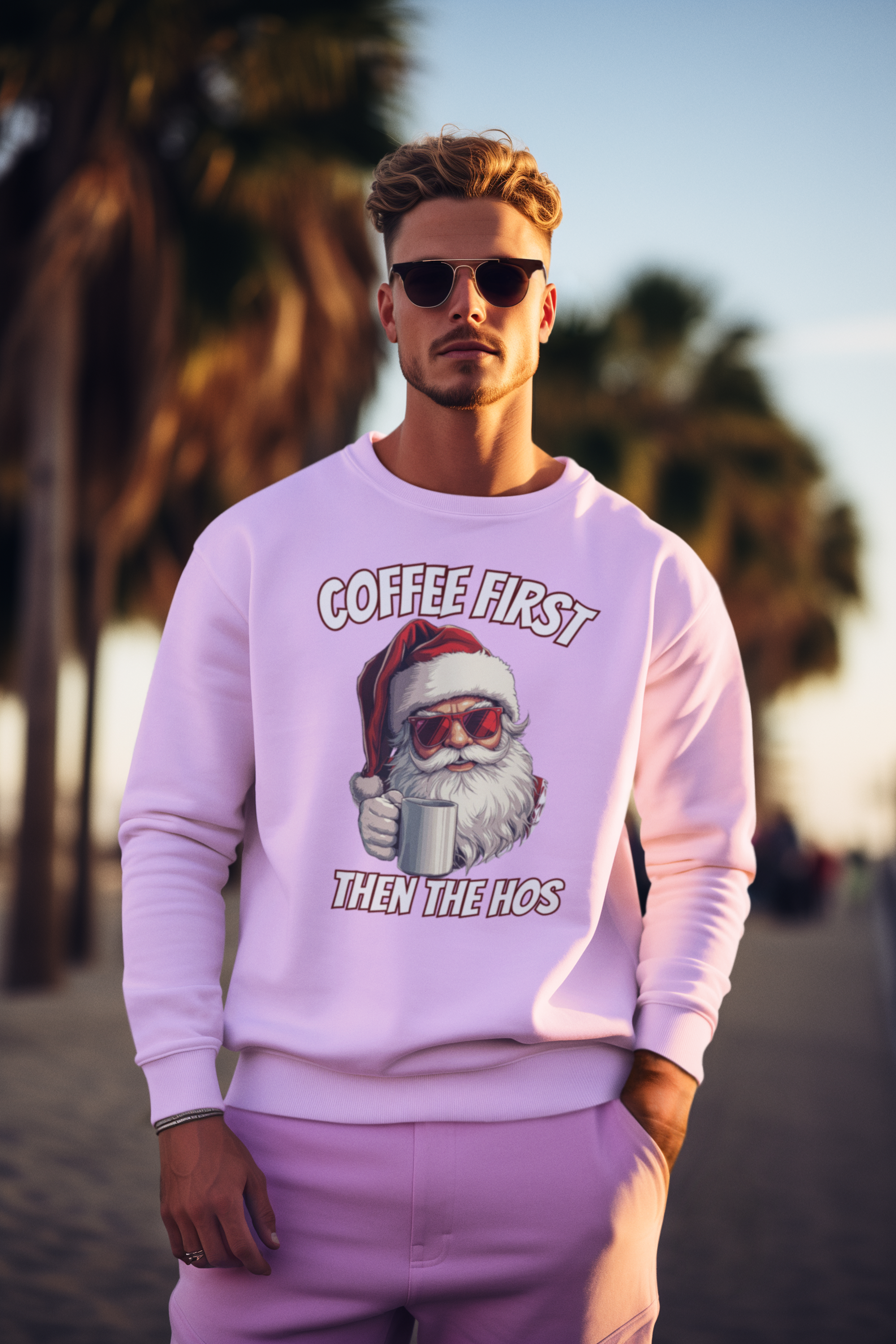 Santa Coffee First Crewneck Sweatshirt
