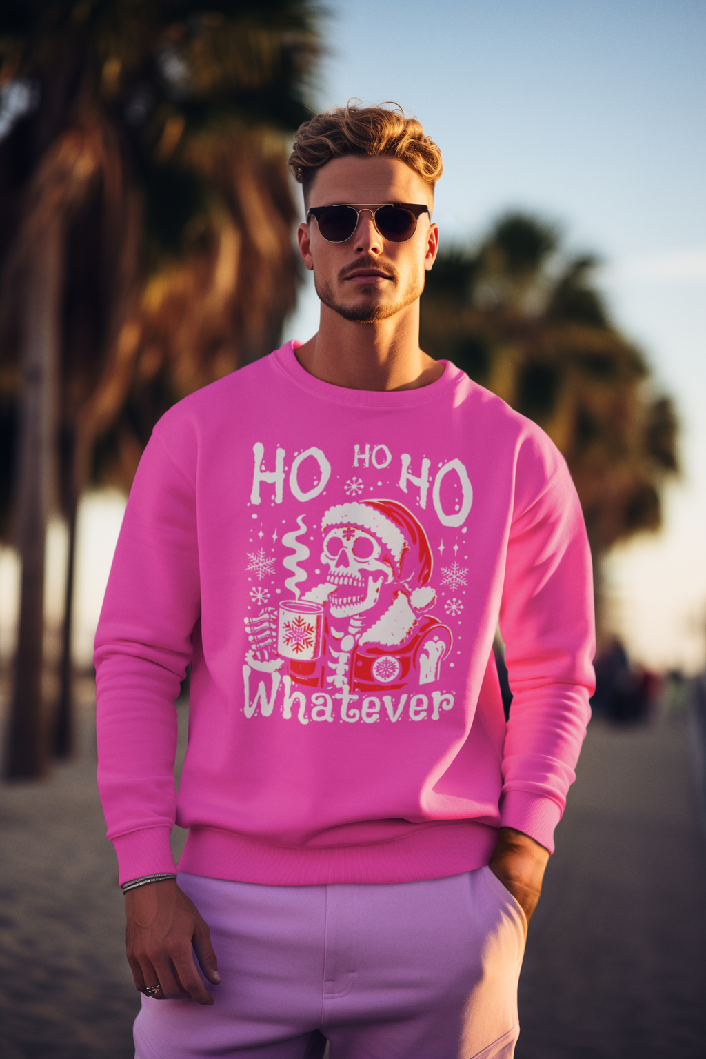Christmas Skeleton 'Ho Ho Ho Whatever' Crewneck Sweatshirt