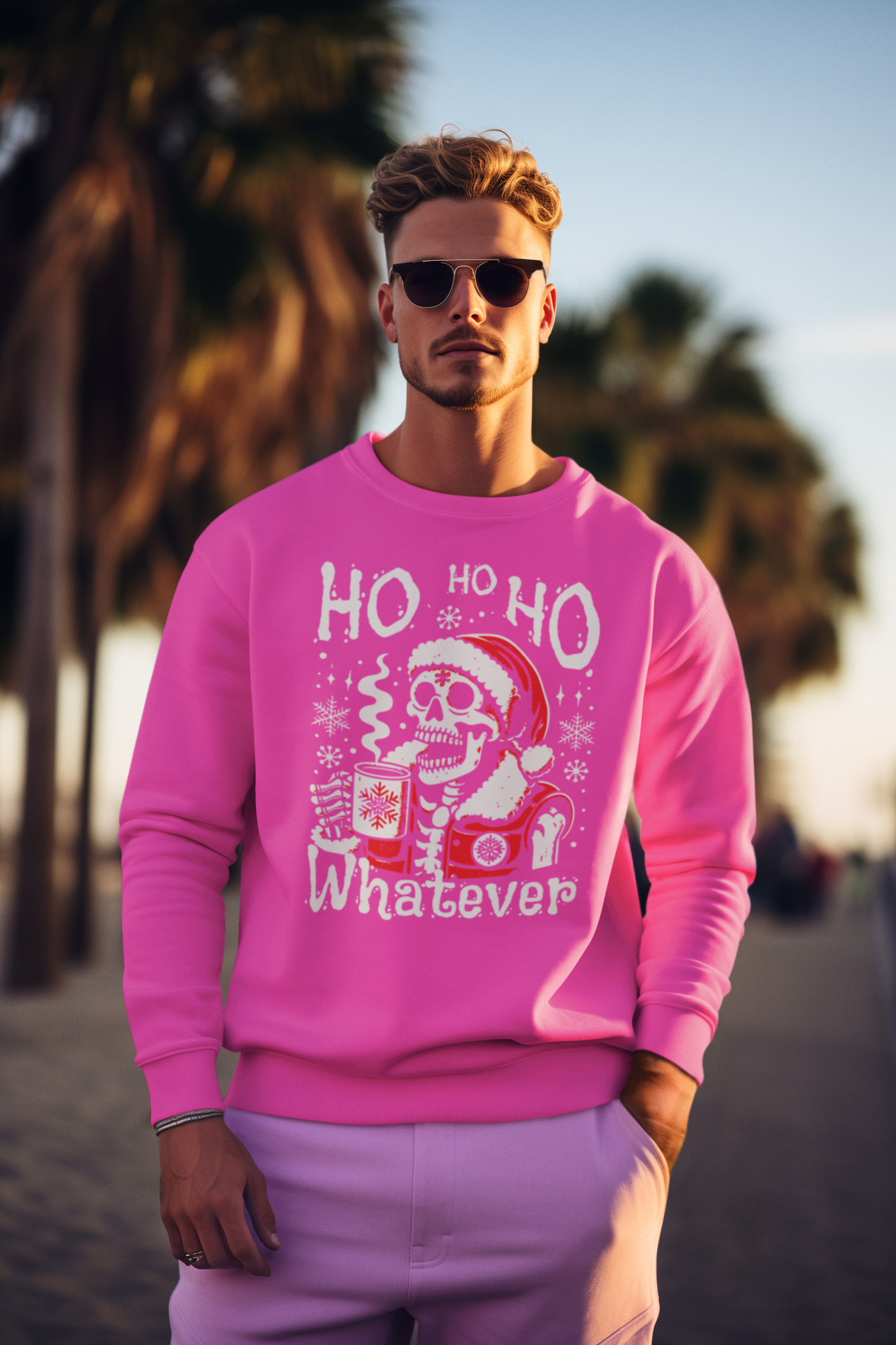 Christmas Skeleton 'Ho Ho Ho Whatever' Crewneck Sweatshirt