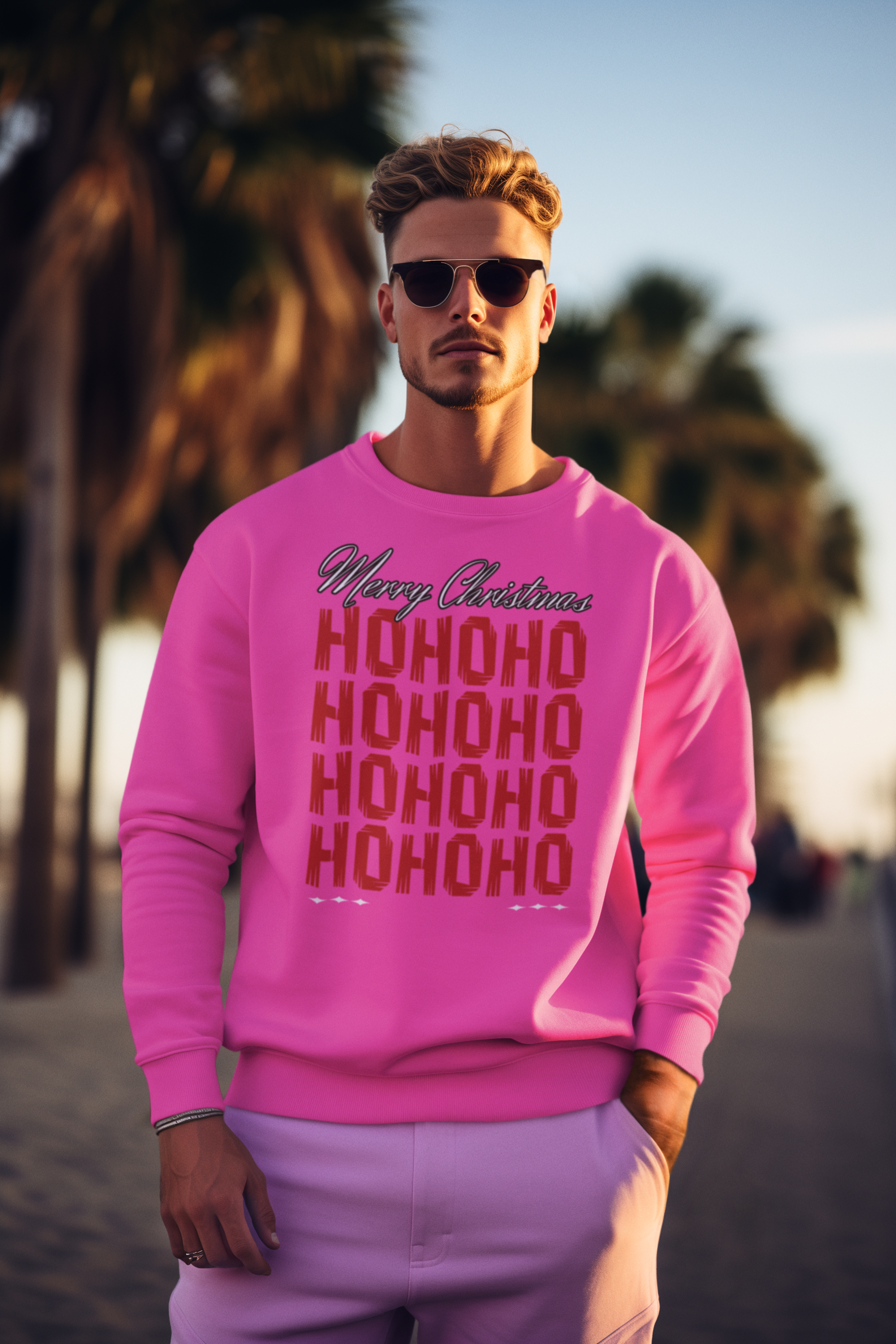 Christmas 'HO HO HO' Crewneck Sweatshirt – Merry Christmas Plaid Holiday Sweater