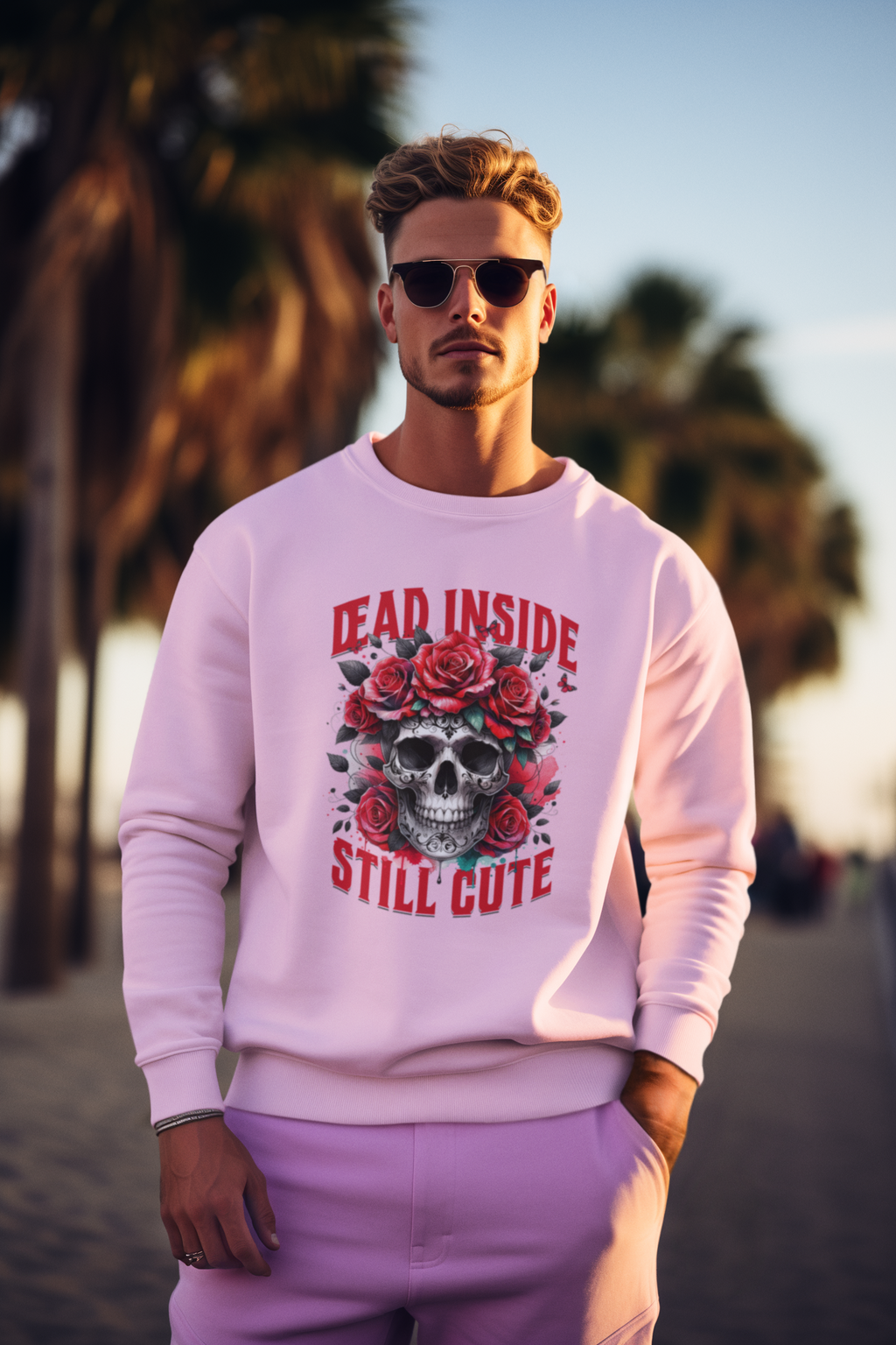 Dead Inside Still Cute Sweatshirt – Gothic Skull Rose Sweater, Dark Feminine Aesthetic Clothing, Alternative Cute Goth Pullover, Funny Goth Gift