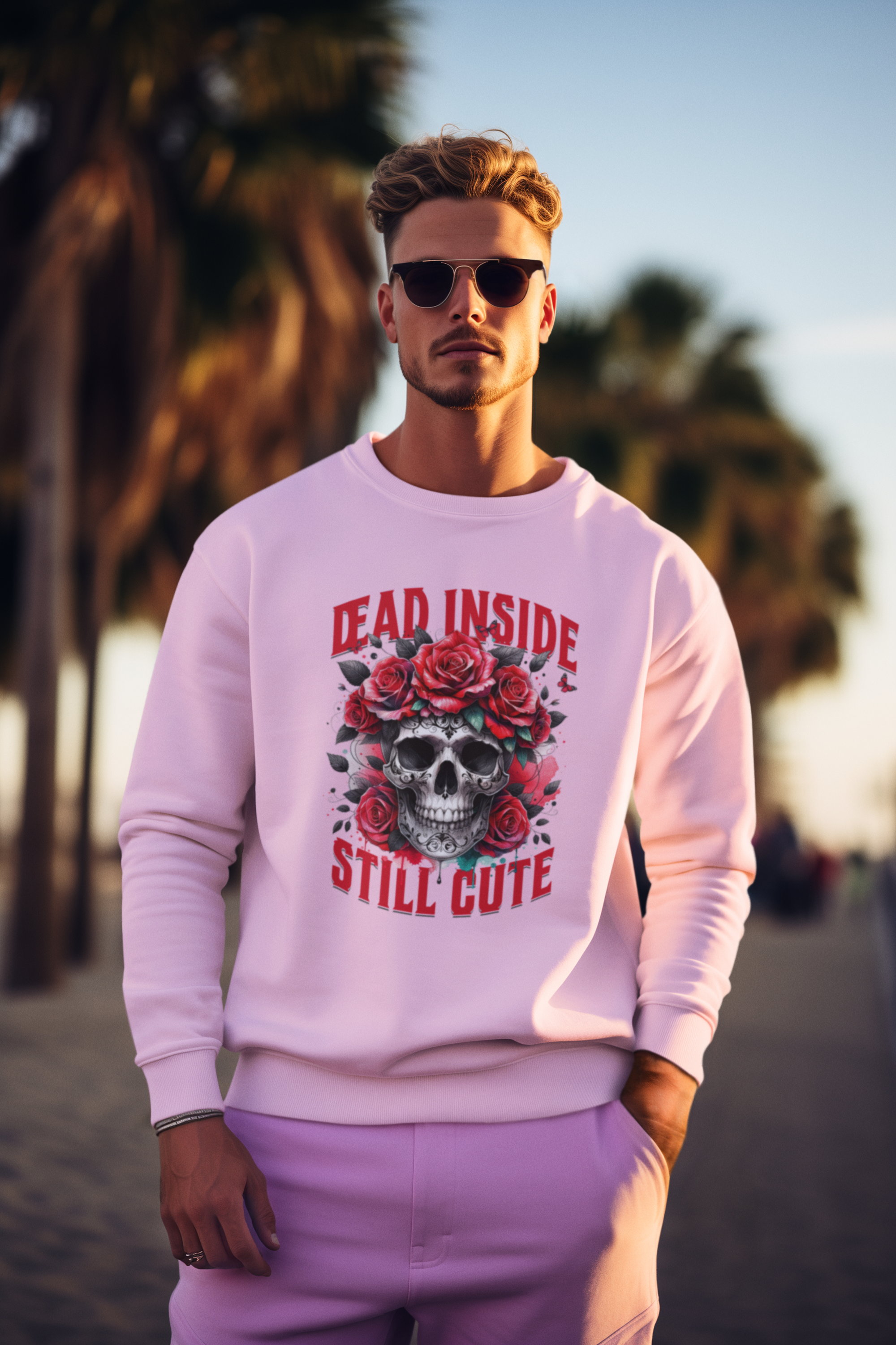 Dead Inside Still Cute Sweatshirt – Gothic Skull Rose Sweater, Dark Feminine Aesthetic Clothing, Alternative Cute Goth Pullover, Funny Goth Gift