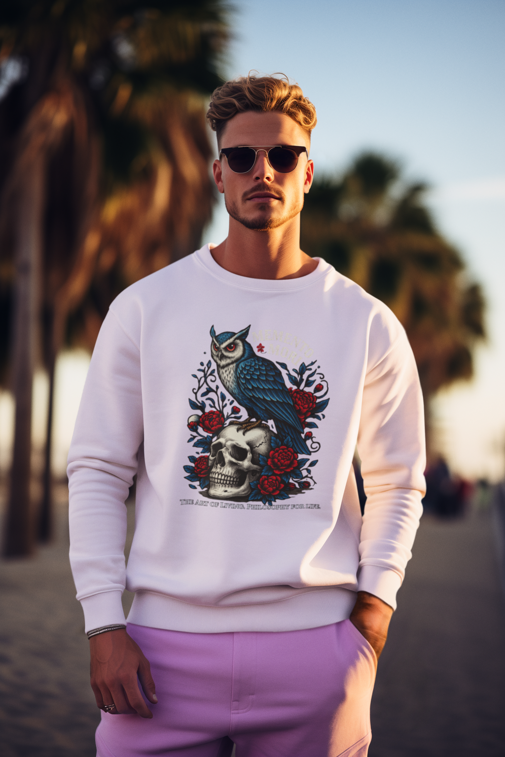 Memento Mori Sweatshirt – Gothic Owl and Skull Sweater, Dark Academia Aesthetic, Philosophy Clothing, Vintage Tattoo Art Pullover, Gothic Gift