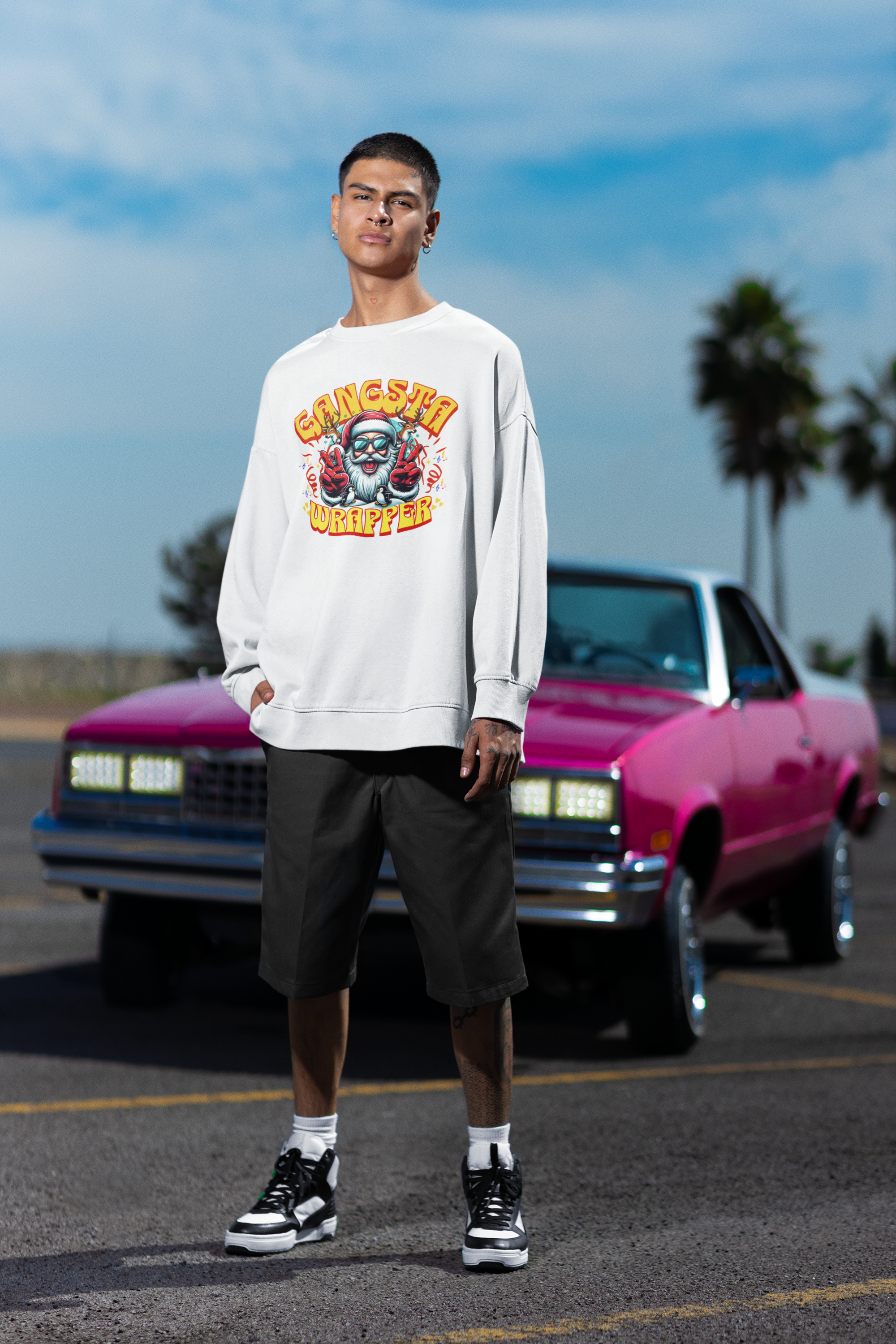 Gangsta Wrapper Sweatshirt - Funny Unisex Holiday Crewneck