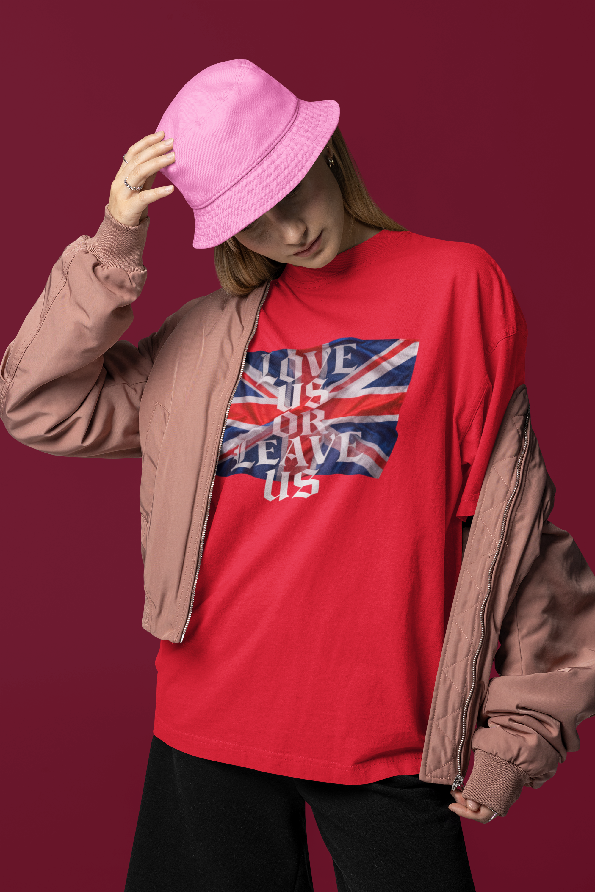 Union Flag Statement Tee, Love Us or Leave Us T-Shirt, British Pride Apparel, Unisex Cotton Shirt, Ideal for Festivals, Casual Wear