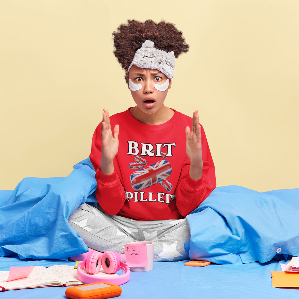 Unisex Sweatshirt with British Flag Design | Brit Pilled | Casual Wear, Unique Gift, Travel Souvenir, Statement Clothing
