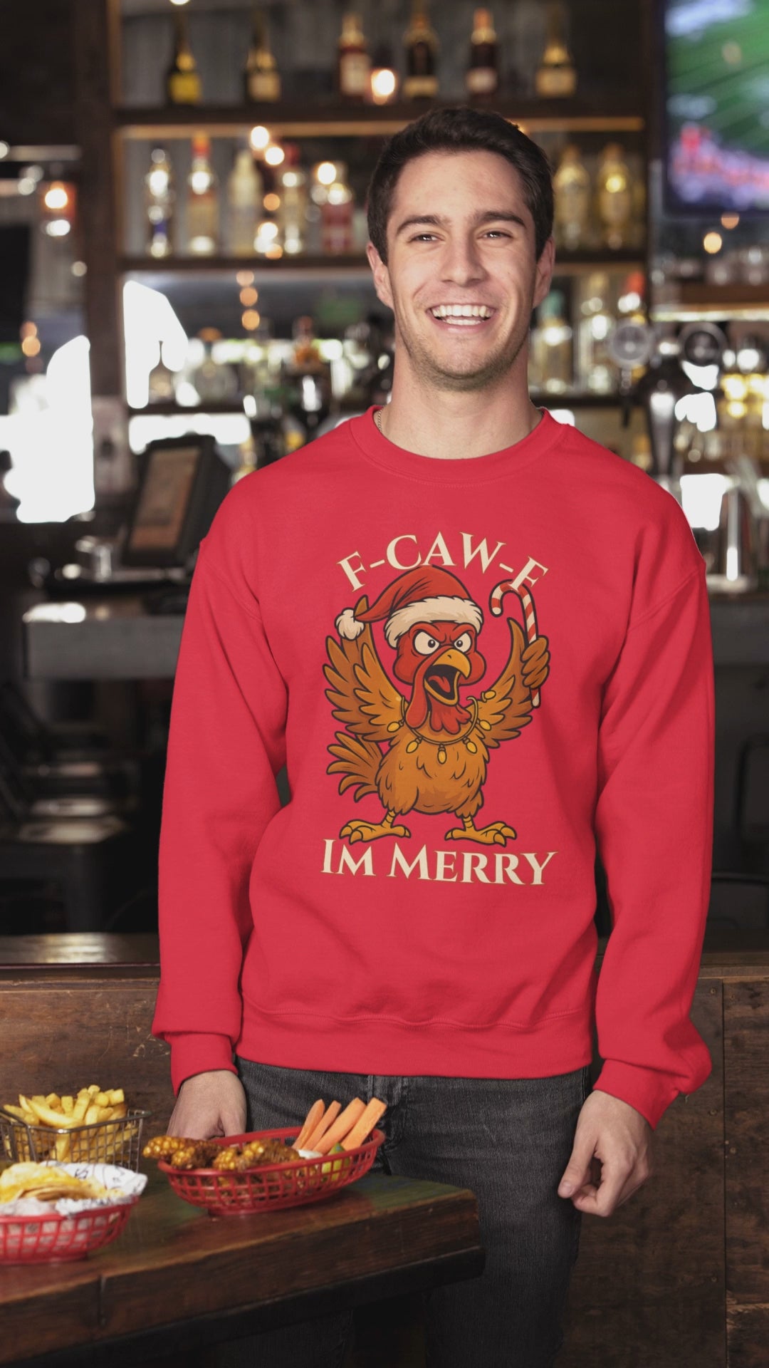 Funny Christmas Sweatshirt - 'F-Caw-F I'm Merry' Unisex Crewneck