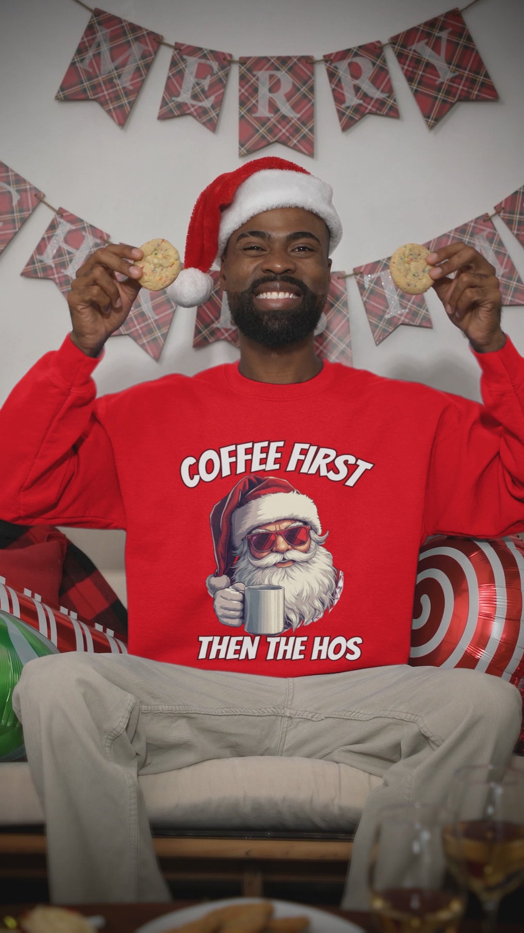 Santa Coffee First Crewneck Sweatshirt
