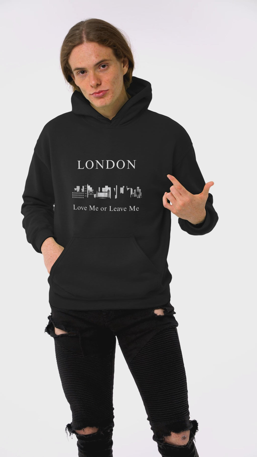 London Skyline Hoodie: Love Me or Leave Me, Sweatshirt for Travelers, Gifts for City Lovers, Cozy Unisex Pullover, Casual Fashionwear