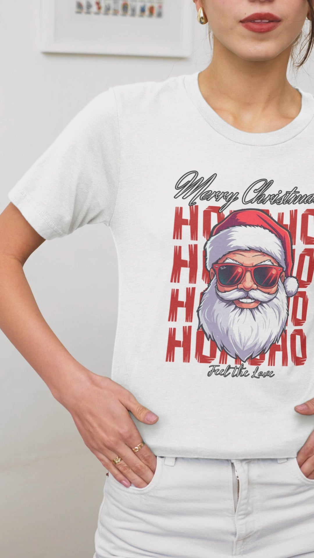 Ho Ho Ho Santa Sunglasses Christmas Tee — "Merry Christmas" Graphic Shirt