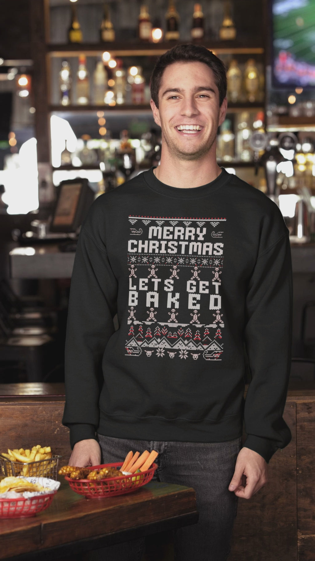 Christmas Gingerbread Crewneck Sweatshirt — "Merry Christmas" Holiday Sweater