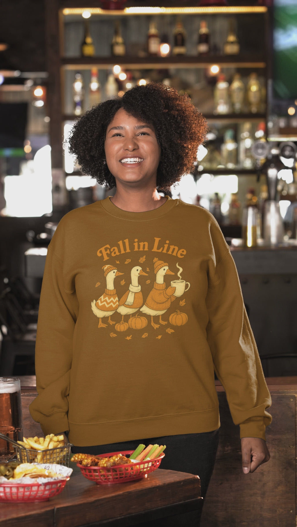 Autumn Vibes Crewneck Sweatshirt - 'Fall in Line' Goose Design