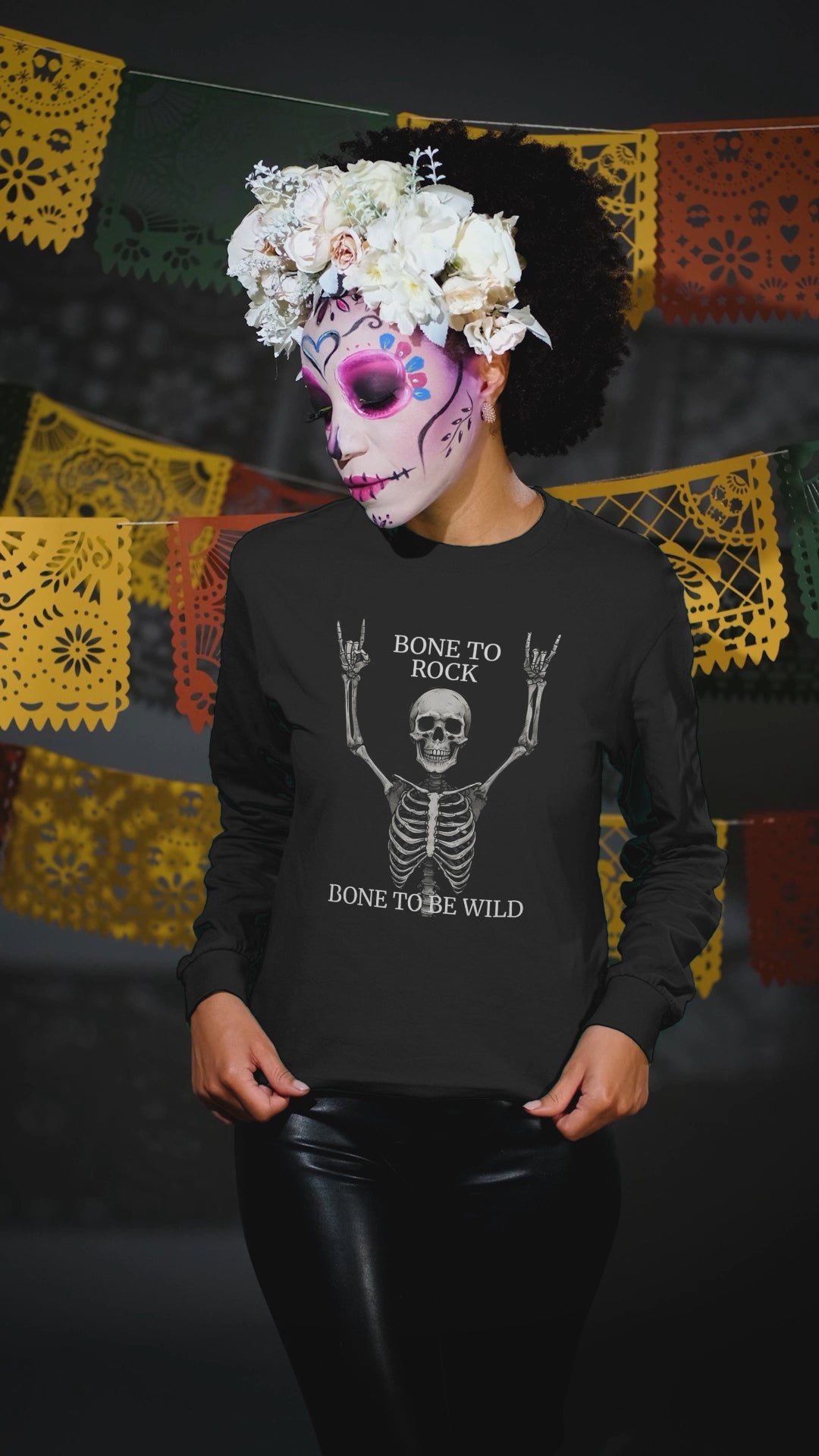 Bone to Rock Skeleton Long Sleeve Tee, Perfect for Halloween Parties, Rock Music Fans, Unisex Casual Wear, Gift for Music Lovers, [...]