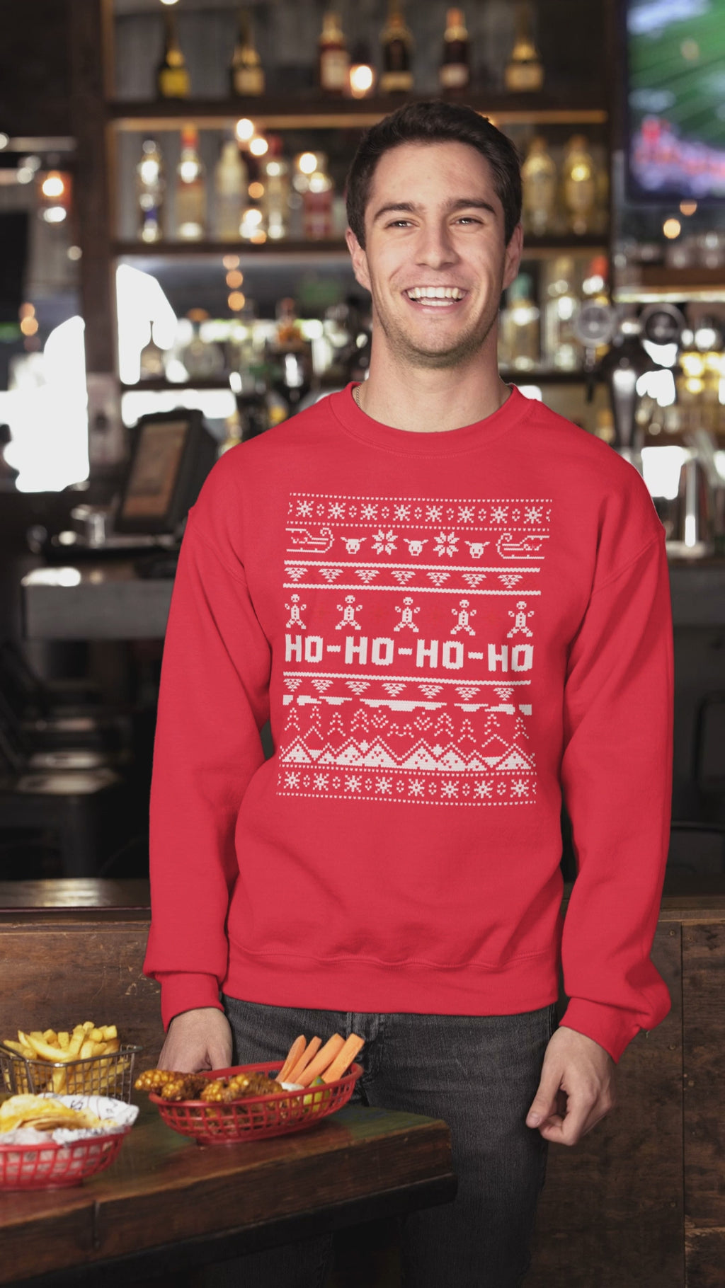 Christmas Ho-Ho-Ho Crewneck Sweatshirt — Festive Ugly Sweater Style