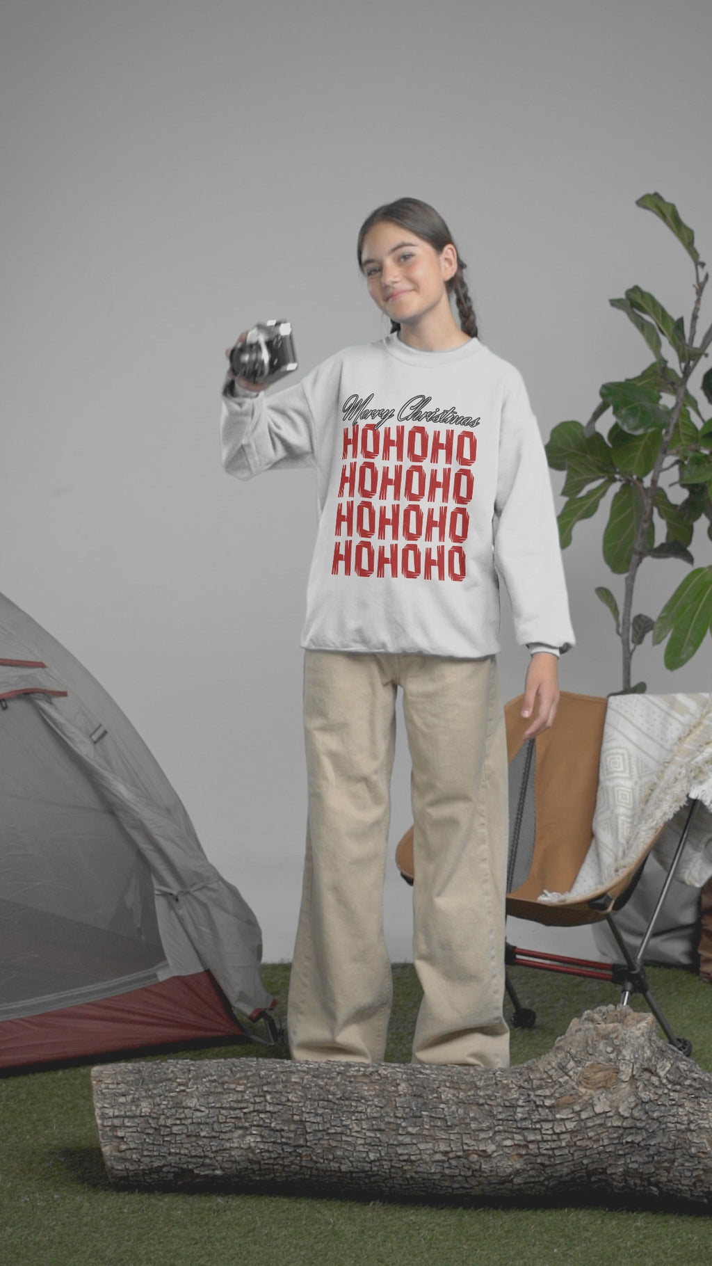 Christmas 'HO HO HO' Crewneck Sweatshirt – Merry Christmas Plaid Holiday Sweater