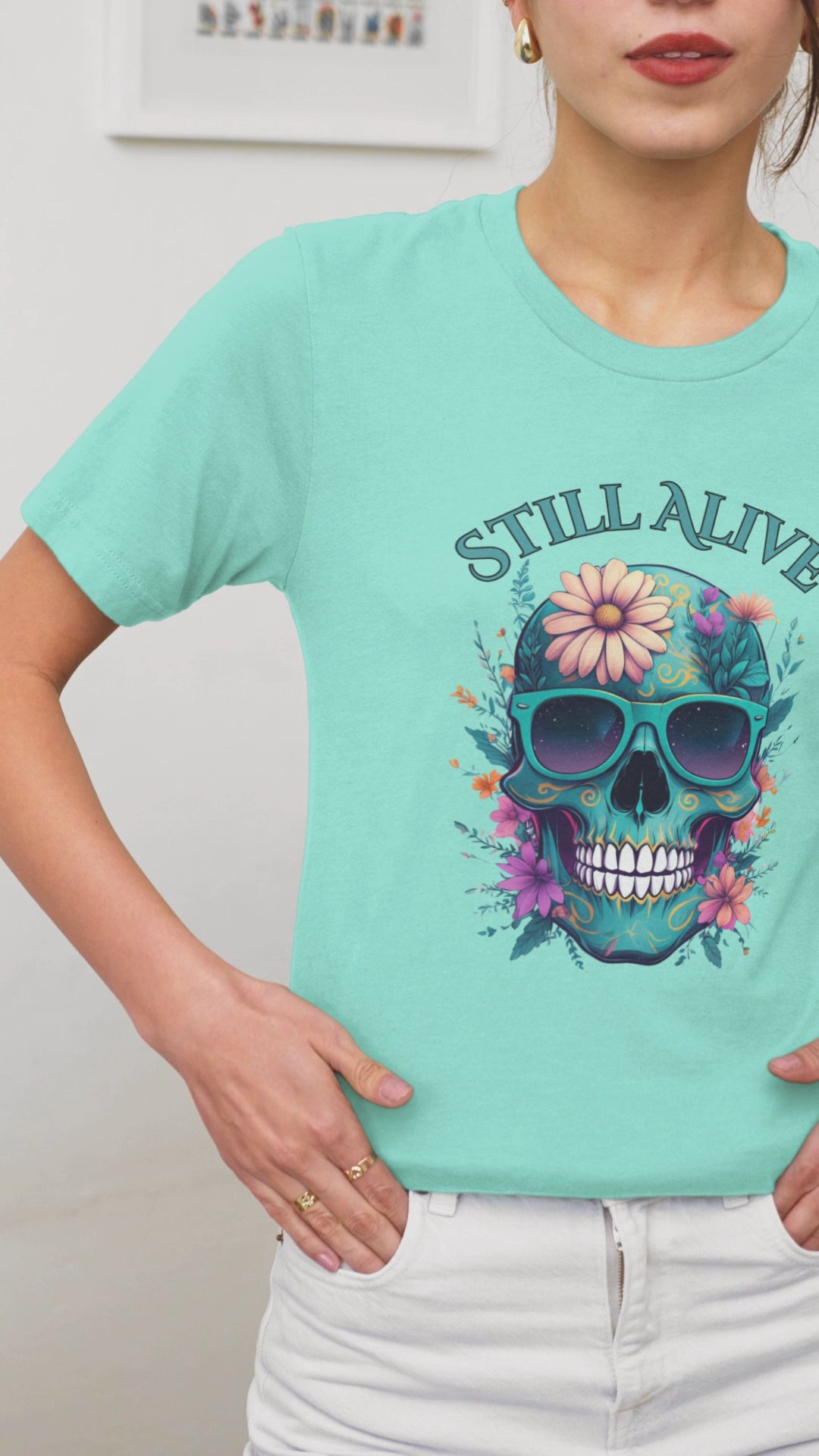 Skull Floral Graphic Tee - 'Still Alive' Unisex Jersey Shirt