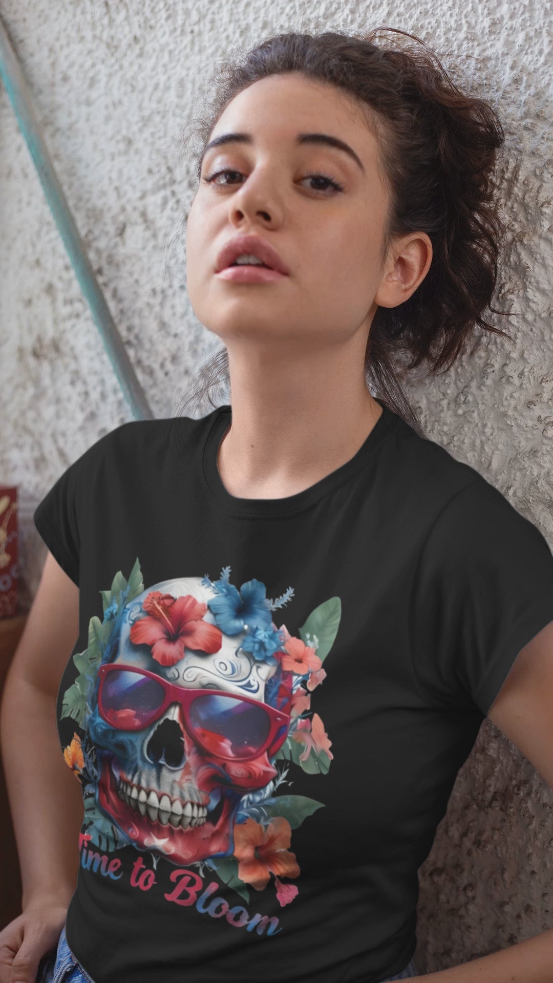 Skull Floral Tee - Time to Bloom, Unisex T-Shirt, Graphic Tee, Gift for Flower Lovers, Vintage Style Apparel