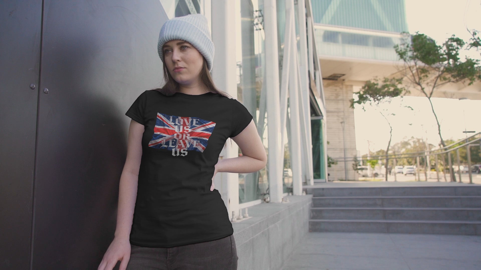 Union Flag Statement Tee, Love Us or Leave Us T-Shirt, British Pride Apparel, Unisex Cotton Shirt, Ideal for Festivals, Casual Wear