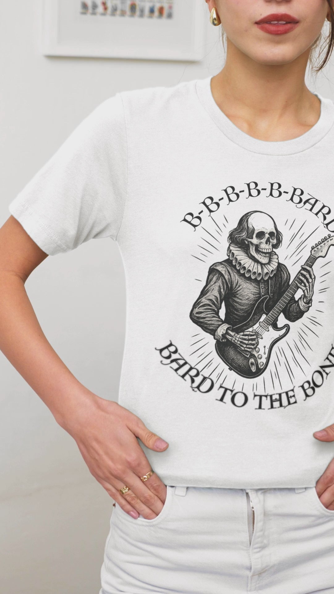 Rock-Inspired Unisex Tee, Skellie Guitarist Shirt, Music Lover Apparel, Halloween Costume Tee, Unique Gift for Musicians
