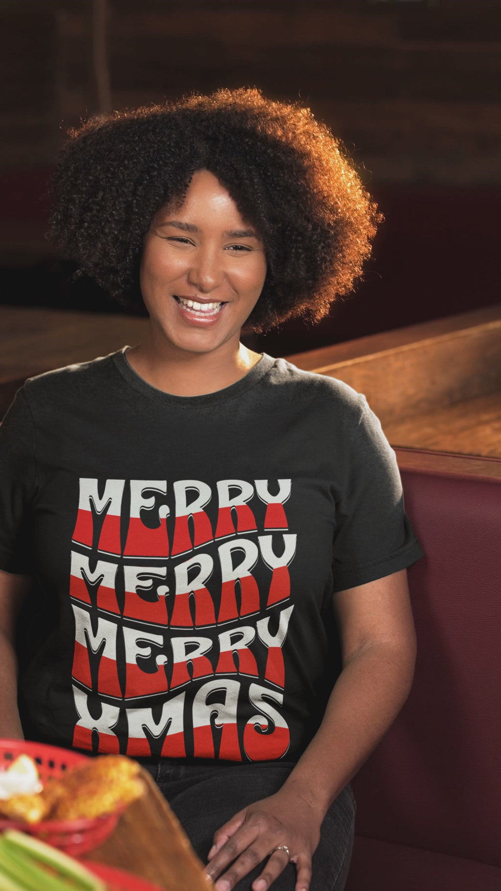 Merry Christmas Retro Wave Tee — Retro Holiday Graphic T-Shirt