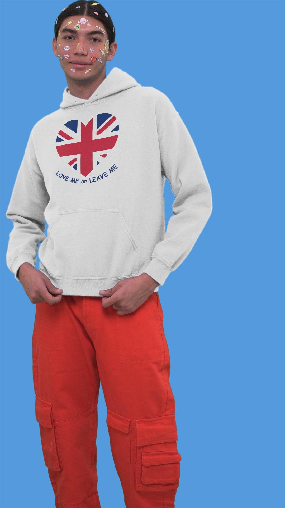 Unisex College Hoodie with British Heart Design, Cozy Casual Wear, Perfect for Gifts, College Events, and Everyday Style