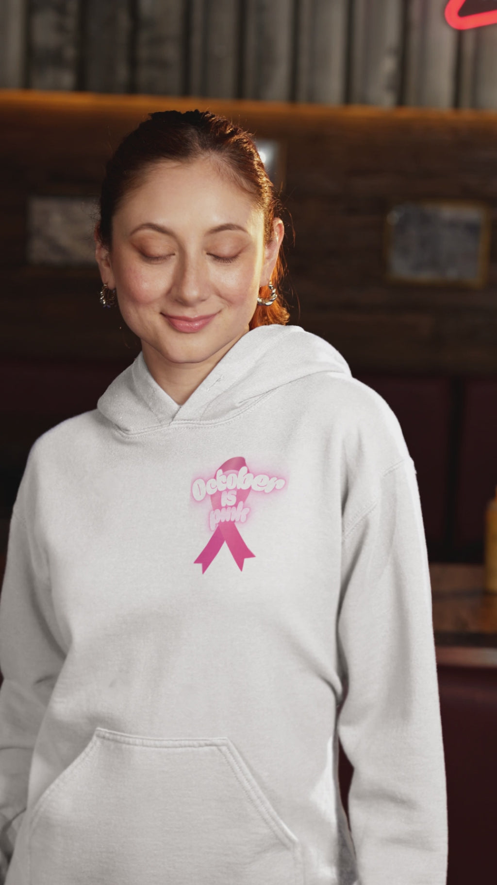 Girlie College Hoodie - October is Breast Cancer Awareness Month, Casual Sweatshirt, Fall Fashion, Comfort Wear, Gift for Her, [...]