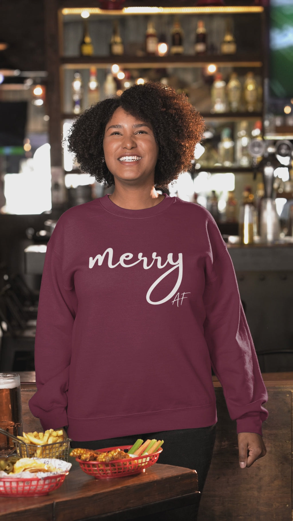 Merry AF Crewneck Sweatshirt – Funny Christmas Holiday Sweater