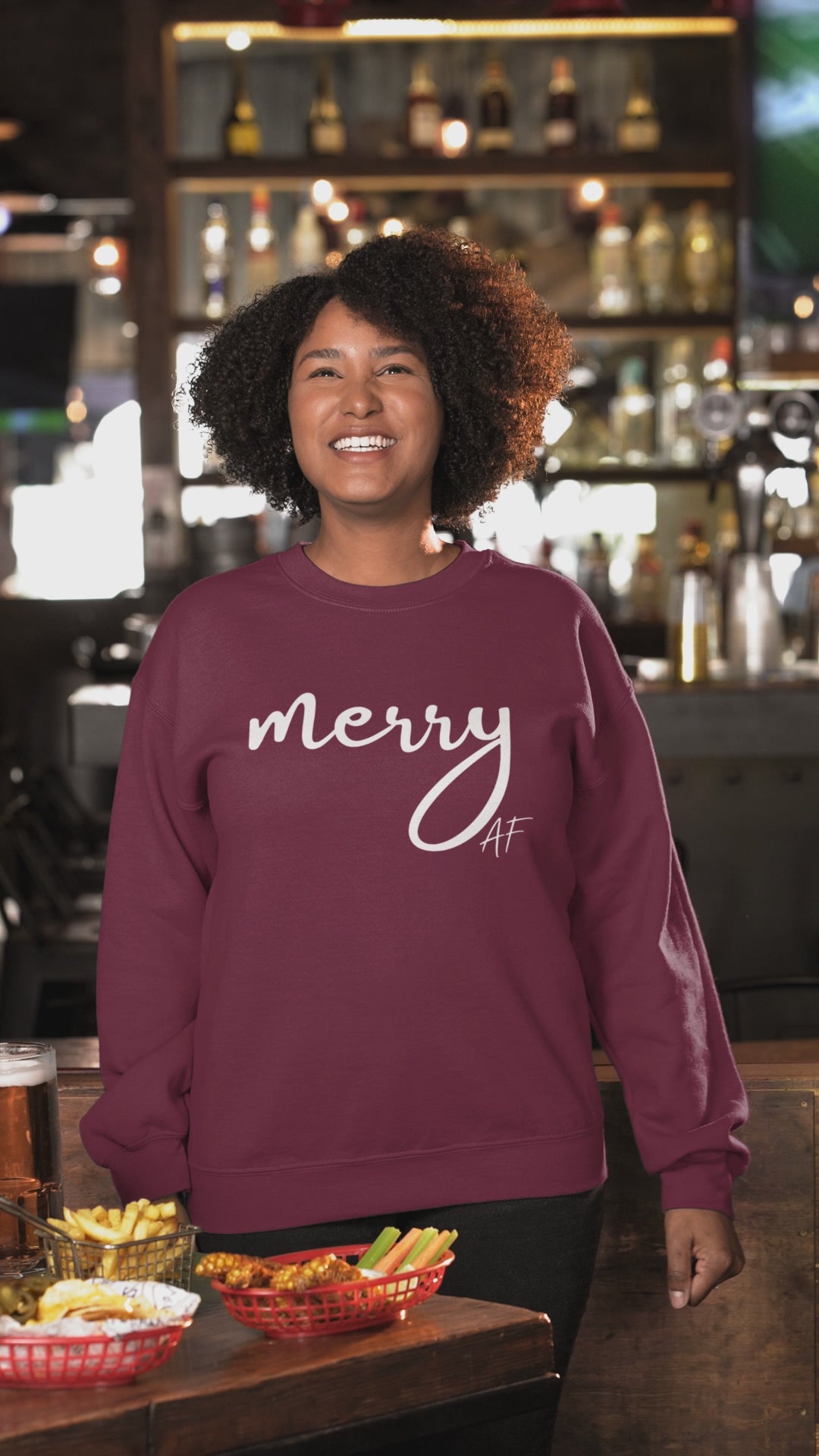 Merry AF Crewneck Sweatshirt – Funny Christmas Holiday Sweater