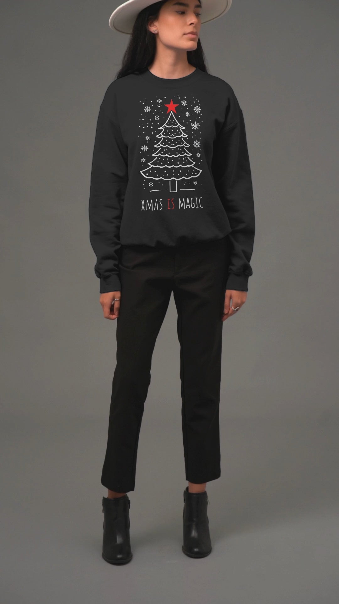 Christmas Tree Crewneck Sweatshirt — "Xmas Is Magic" Holiday Pullover