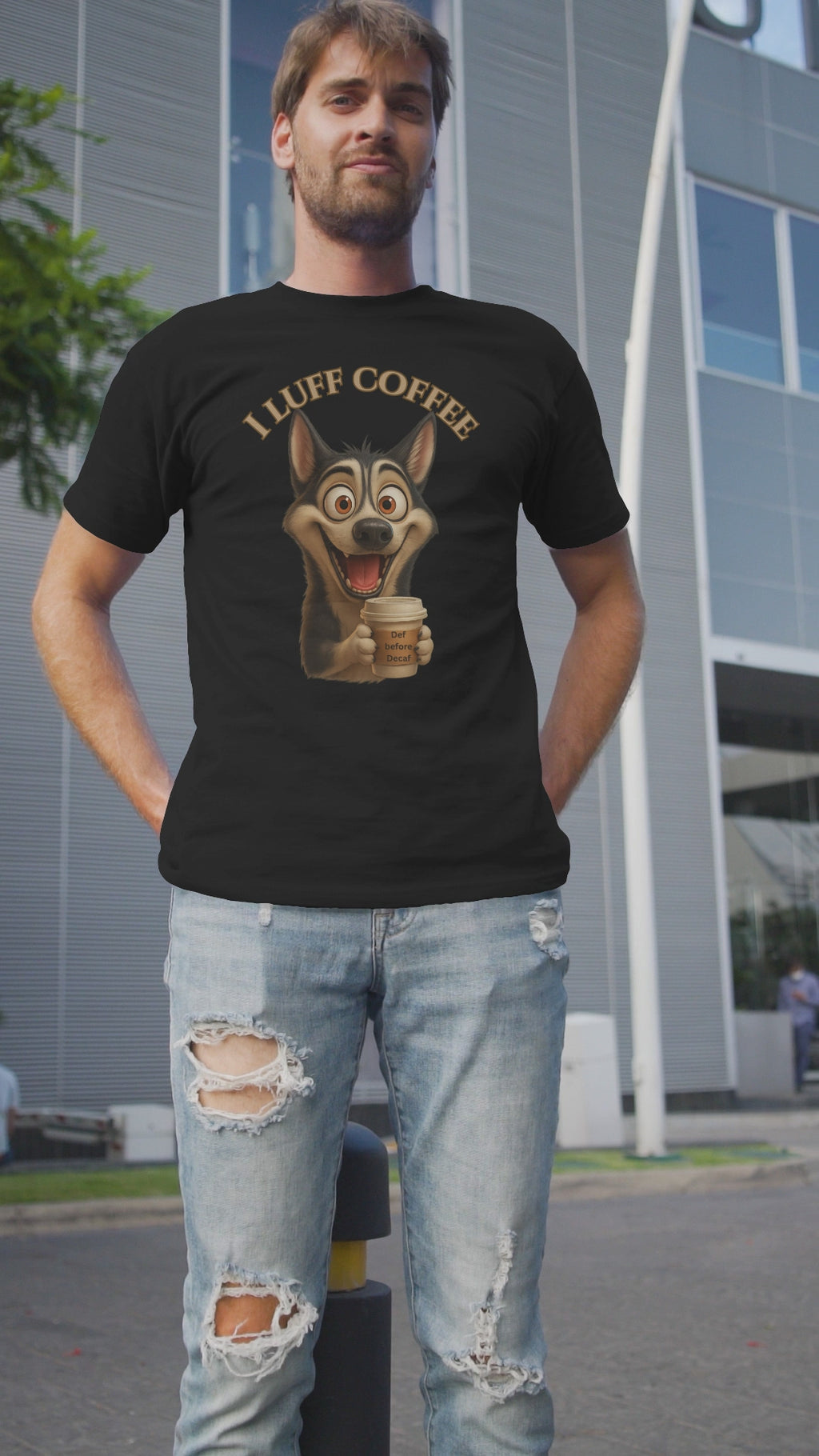 Funny Coffee Lover Tee | I Luff Coffee Unisex Jersey Short Sleeve T-Shirt