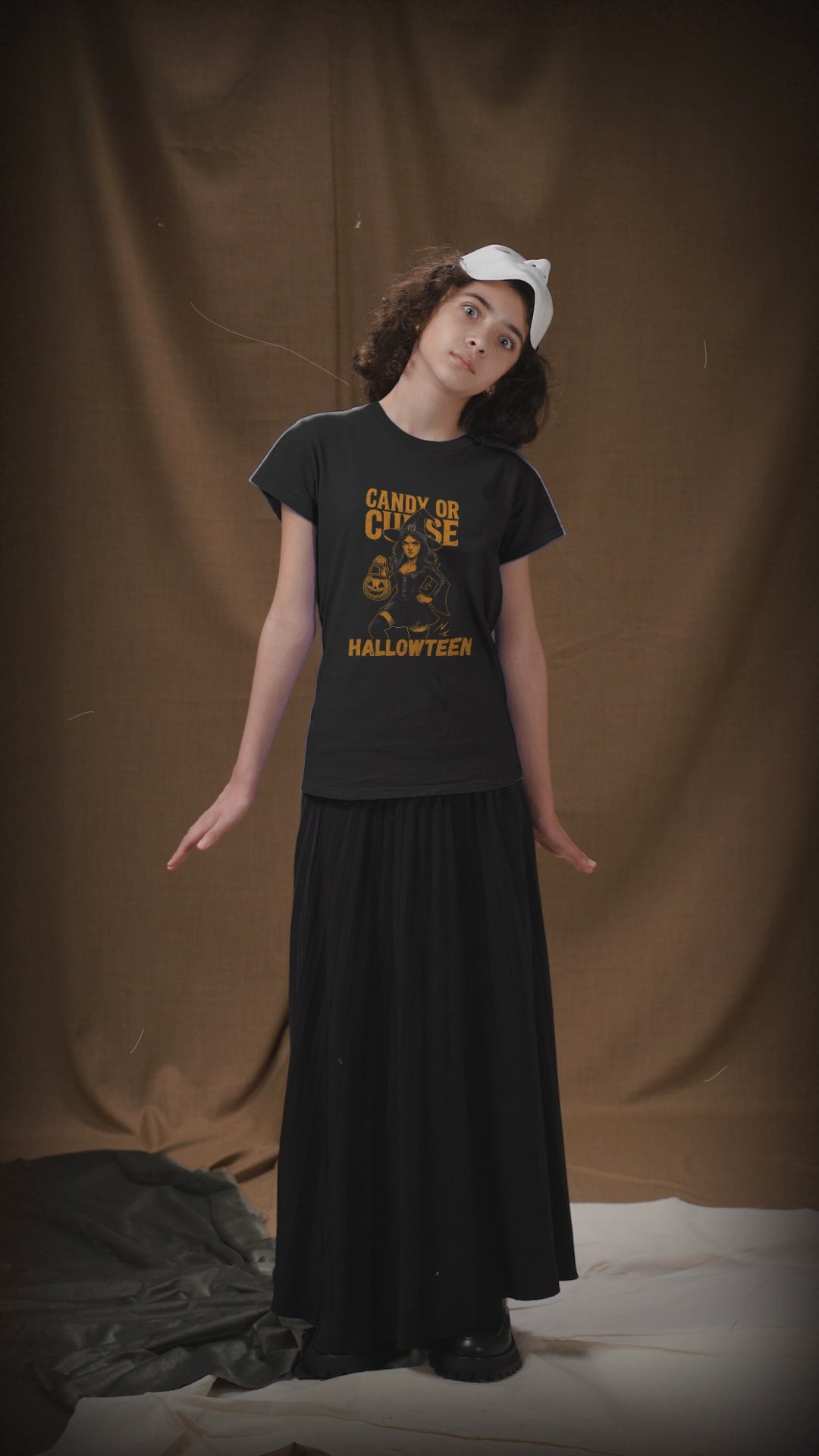 Halloween Unisex Heavy Cotton Tee, Spooky Costume Shirt, Candy or Curse T-Shirt, Witch Graphic Tee, Fall Festive Apparel