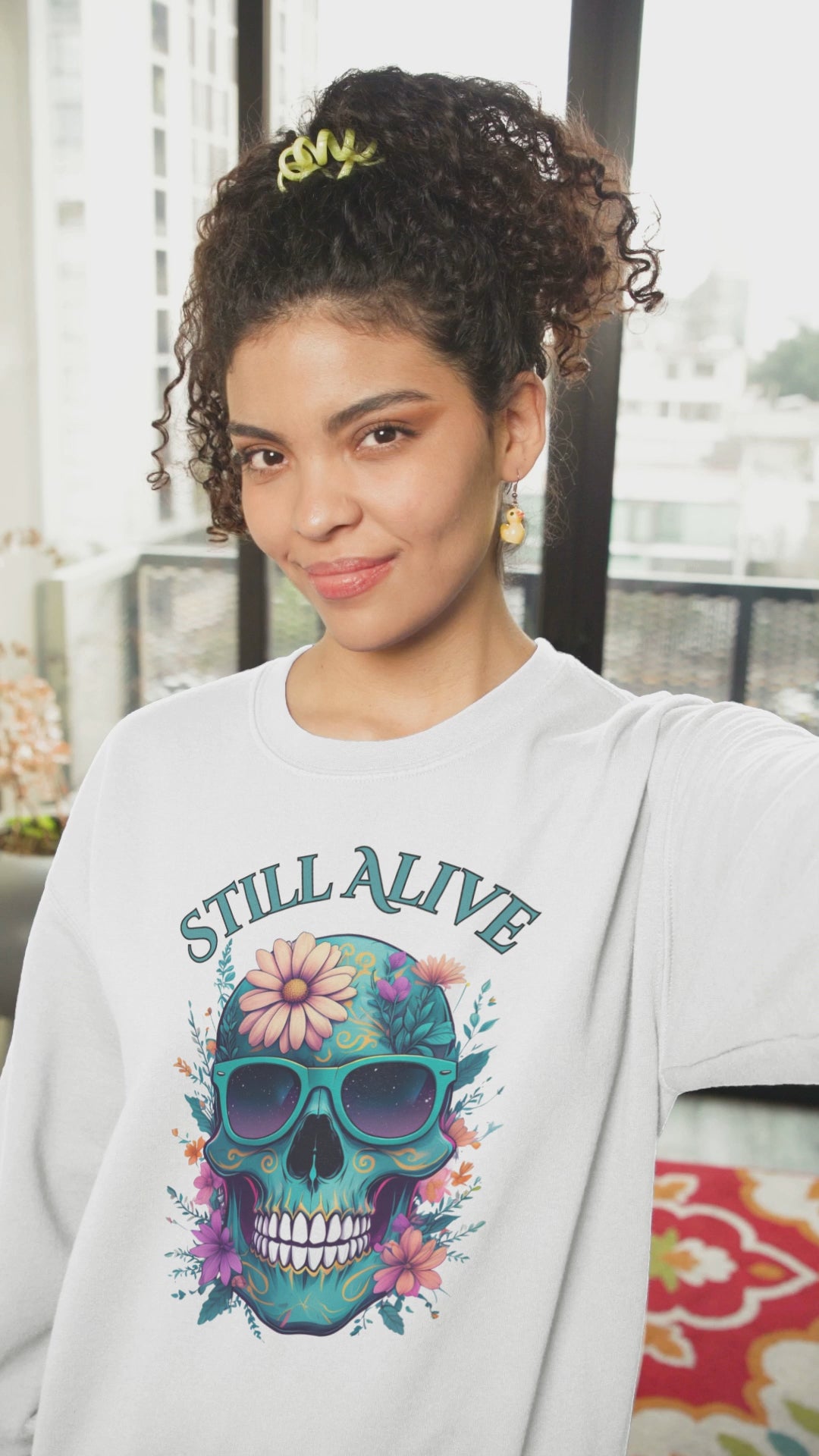 Still Alive Skull Floral Crewneck Sweatshirt