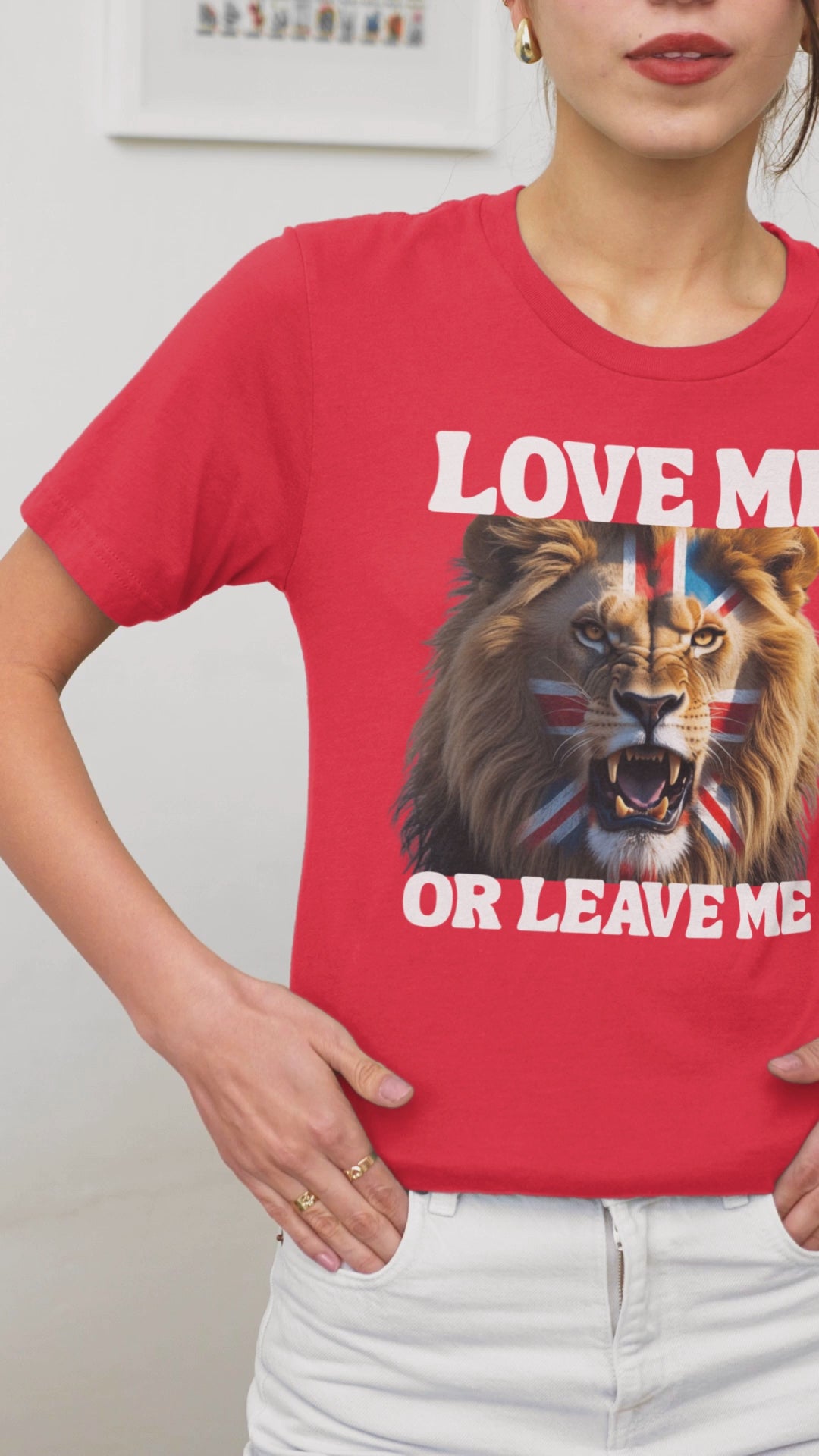 Union Jack Lion Tee - Love Me or Leave Me, Graphic T-Shirt, Unisex Tee, British Pride Shirt, Animal Lover Gift, Casual Wear