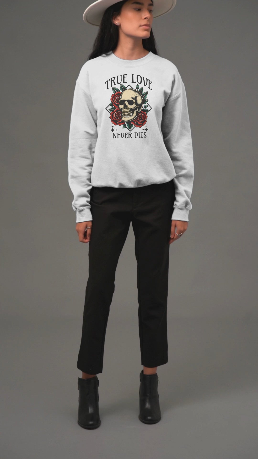 True Love Never Dies Skull & Roses Sweatshirt