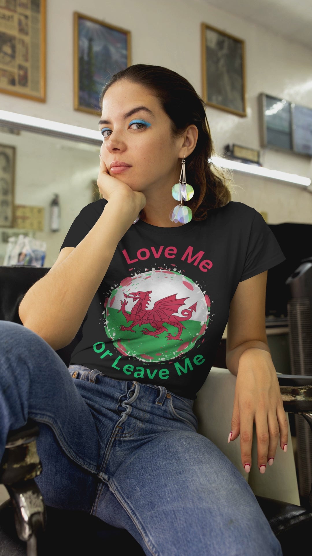 Love Me or Leave Me Welsh Dragon V-Neck Tee, Unisex Shirt for Celebrations, Gift for Wales Fans, Casual Wear, Unique Tees