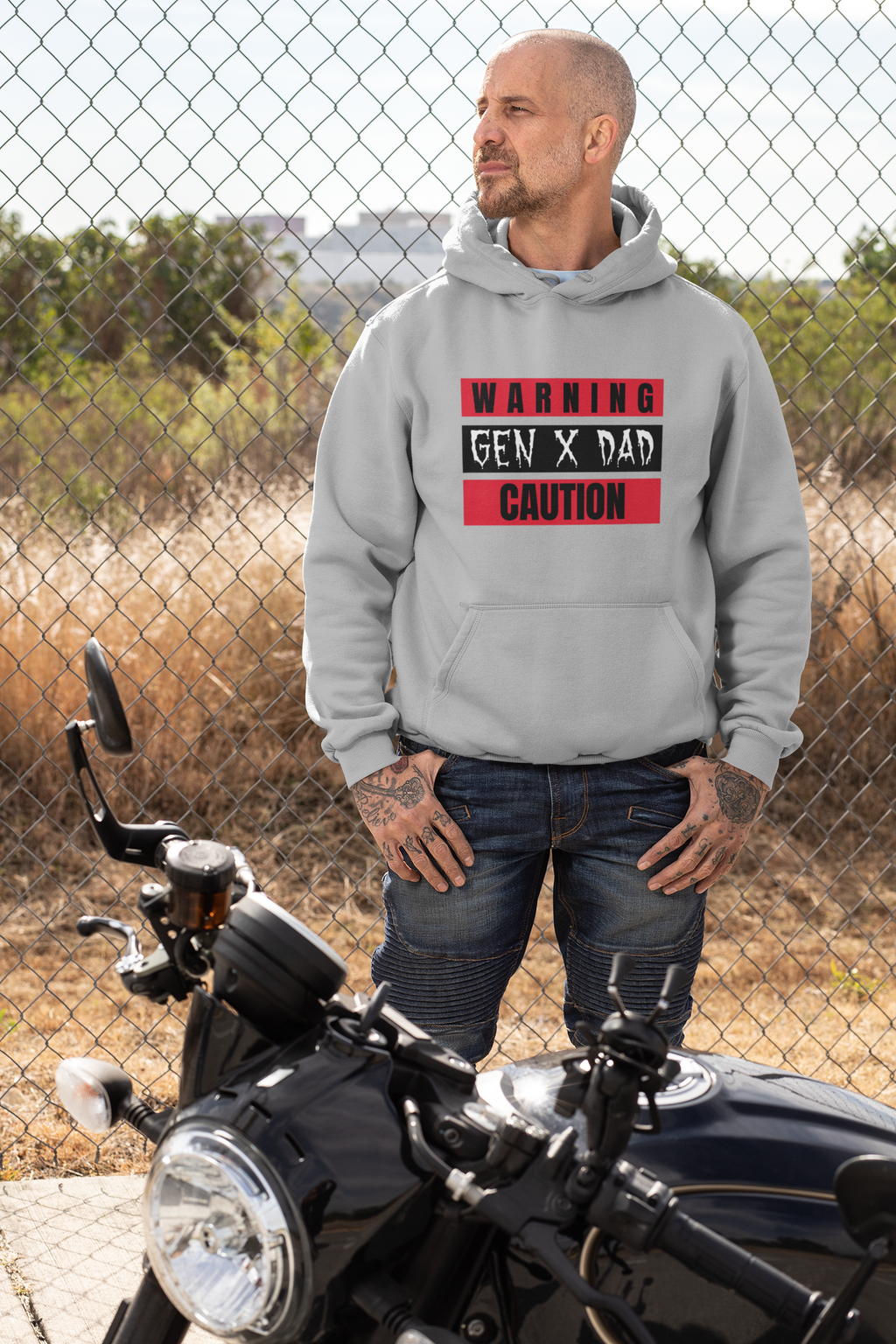 GEN X DAD Caution Hoodie, Funny Fathers Day Gift, Unisex Hoodie, Casual Weekend Wear, Dad Humour Apparel.