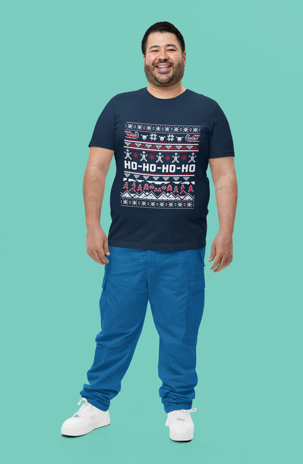 Ho-Ho-Ho Holiday Tee — Festive Christmas Sweater Print Shirt
