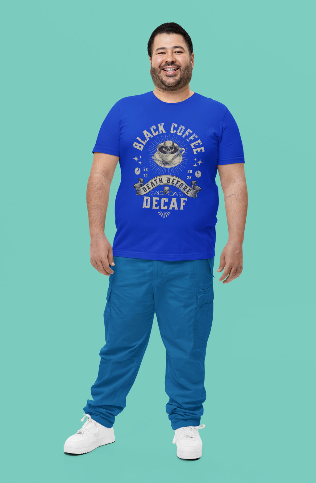 Coffee T-Shirt — "Black Coffee or Death Before Decaf" Retro Graphic Tee