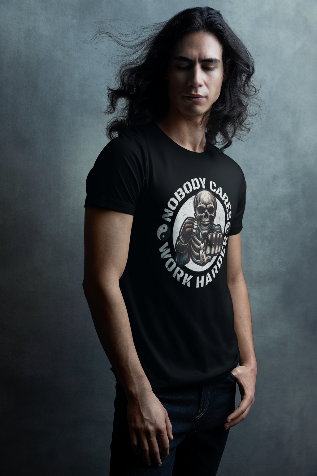 Nobody Cares Work Harder Skull T-Shirt