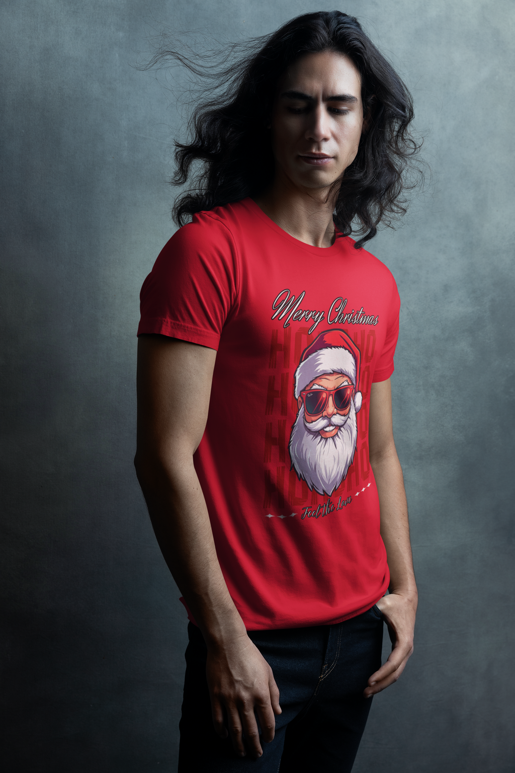 Ho Ho Ho Santa Sunglasses Christmas Tee — "Merry Christmas" Graphic Shirt