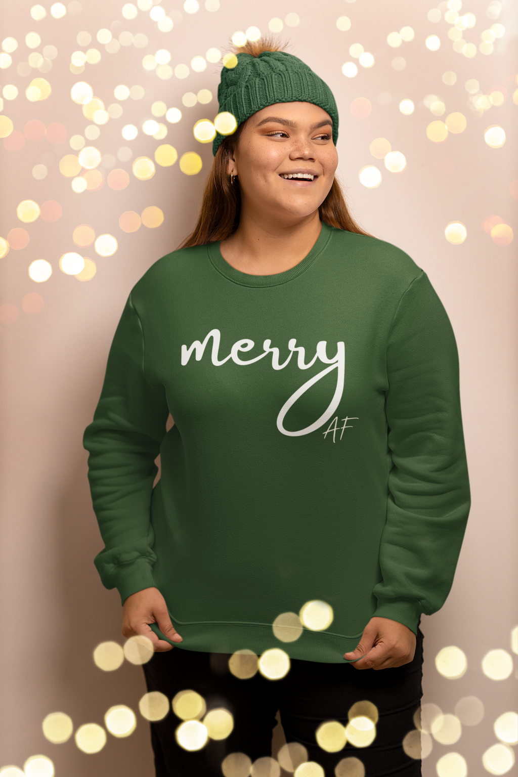 Merry AF Crewneck Sweatshirt – Funny Christmas Holiday Sweater