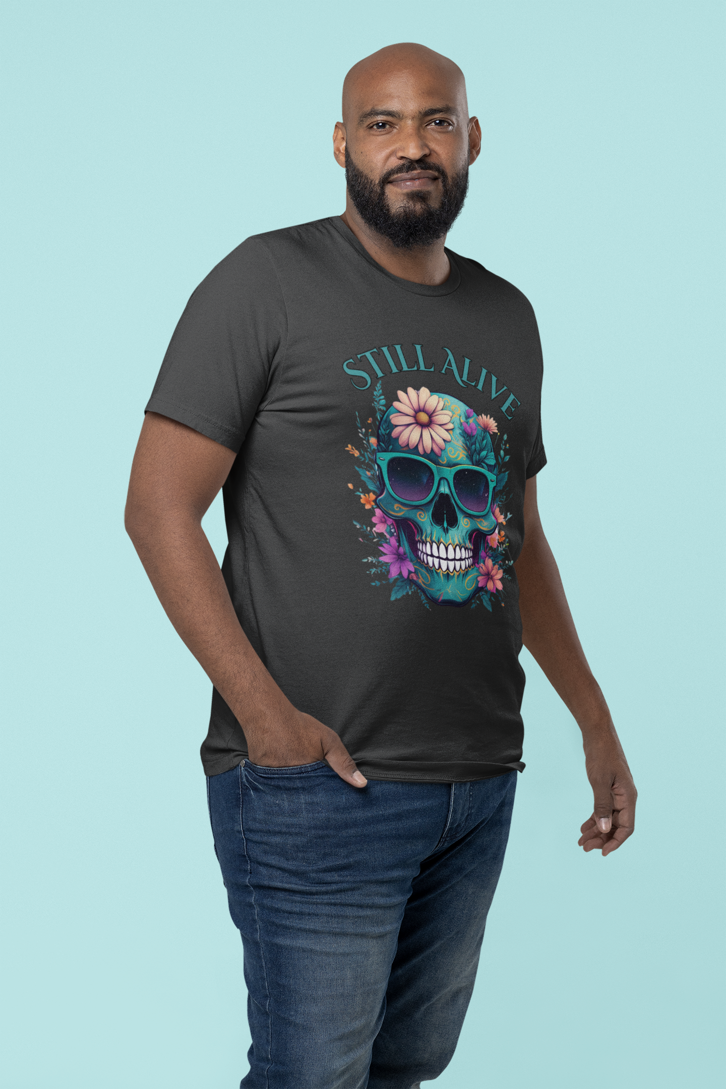 Skull Floral Graphic Tee - 'Still Alive' Unisex Jersey Shirt